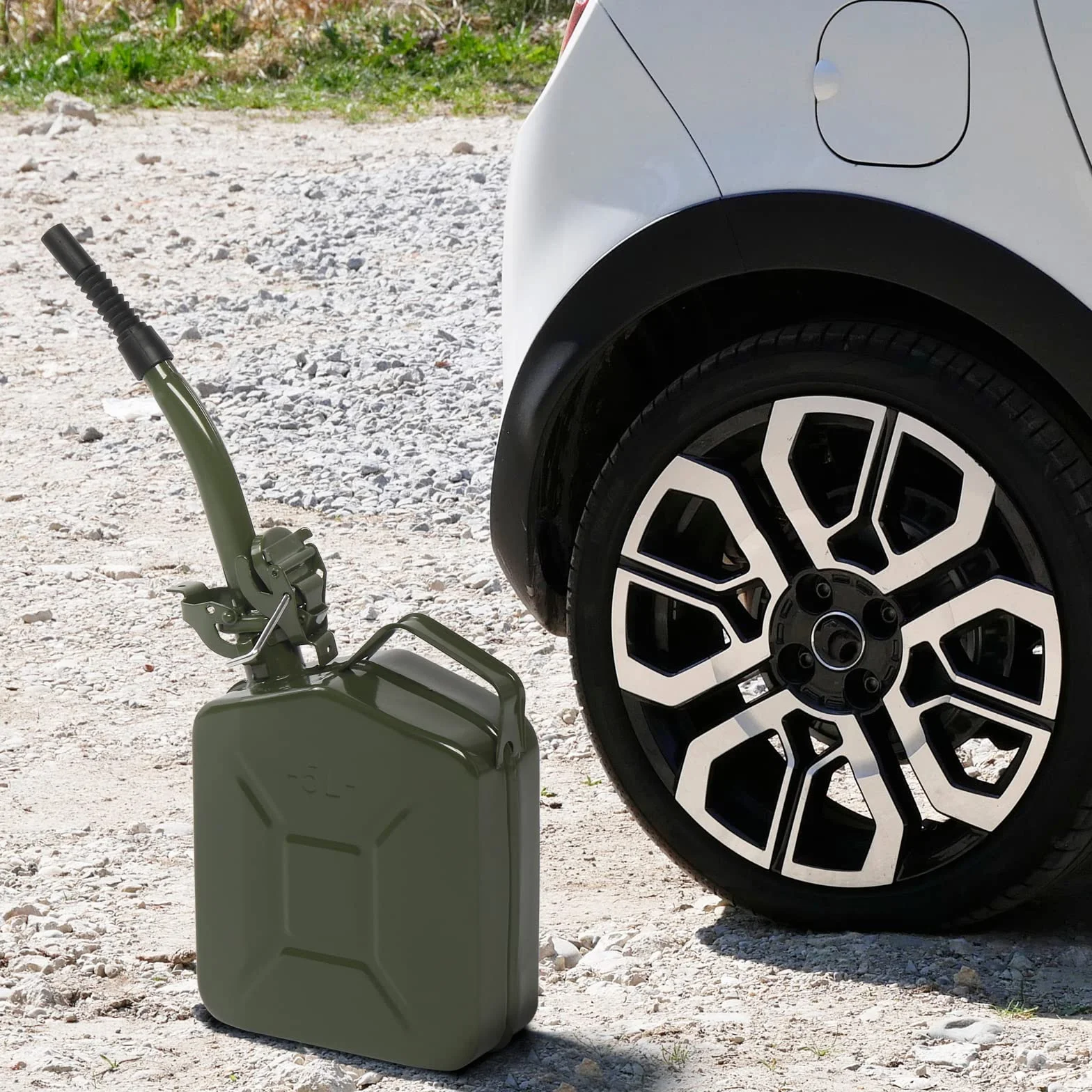 LEADZM Bidone Benzina Professionale 5 L Carburante Metallo con Beccuccio Versatore per Benzina, Diesel