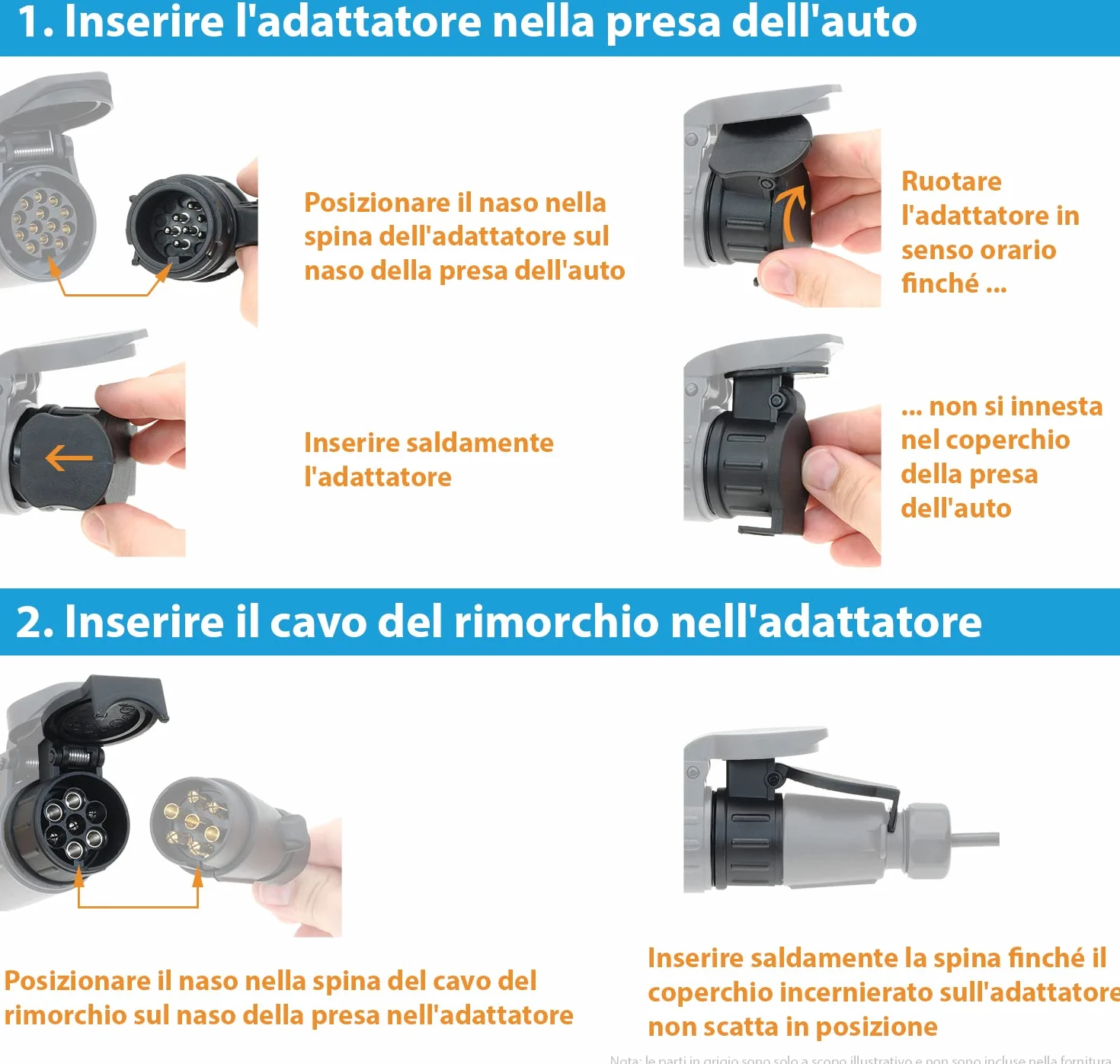 Valonic Adattatore 13 a 7 Poli per Gancio di Traino Nero