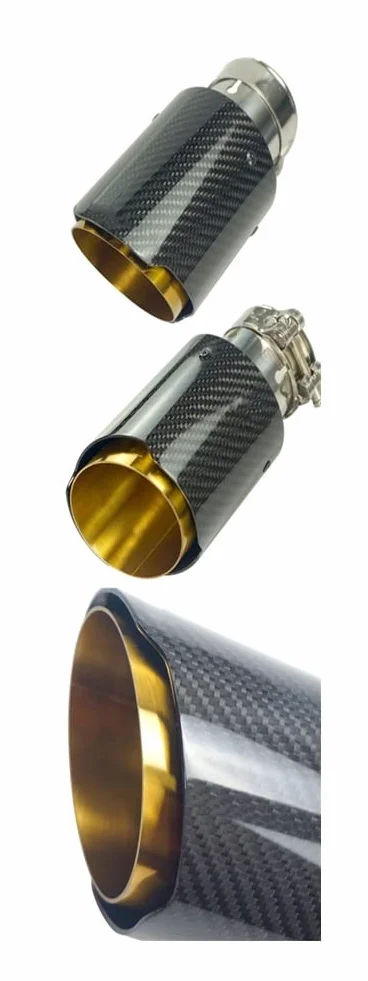 Tubo Scappamento Universal Car Straight Edge Glossy Carbon Fiber Gold Pipe Terminale di Scarico del Silenziatore del Tubo di Coda del Tubo per Akrapovic Tubo Terminale Scarico