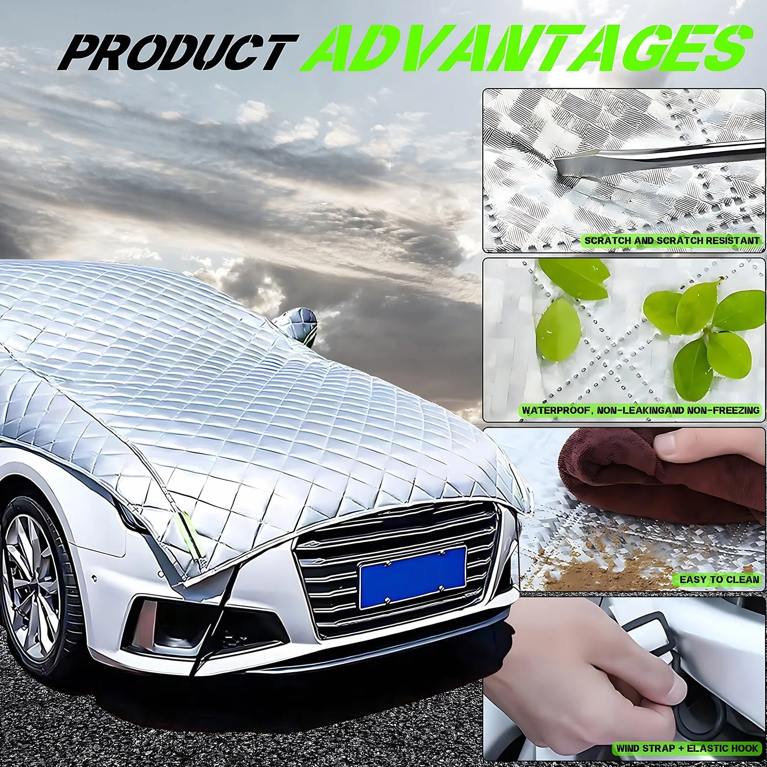 Telo Antigrandine per Auto per Toyota Yaris Hybride 2020-2025, Telo Copriauto Imbottita Anti-Neve e Anti-UV, Impermeabile Anti-Neve, Anti-Graffio, Antivento per quattro stagioni -Lf8