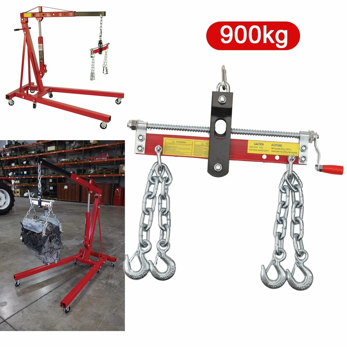 Bilancatore per gru da officina 900 kg lunghezza catena 30 cm