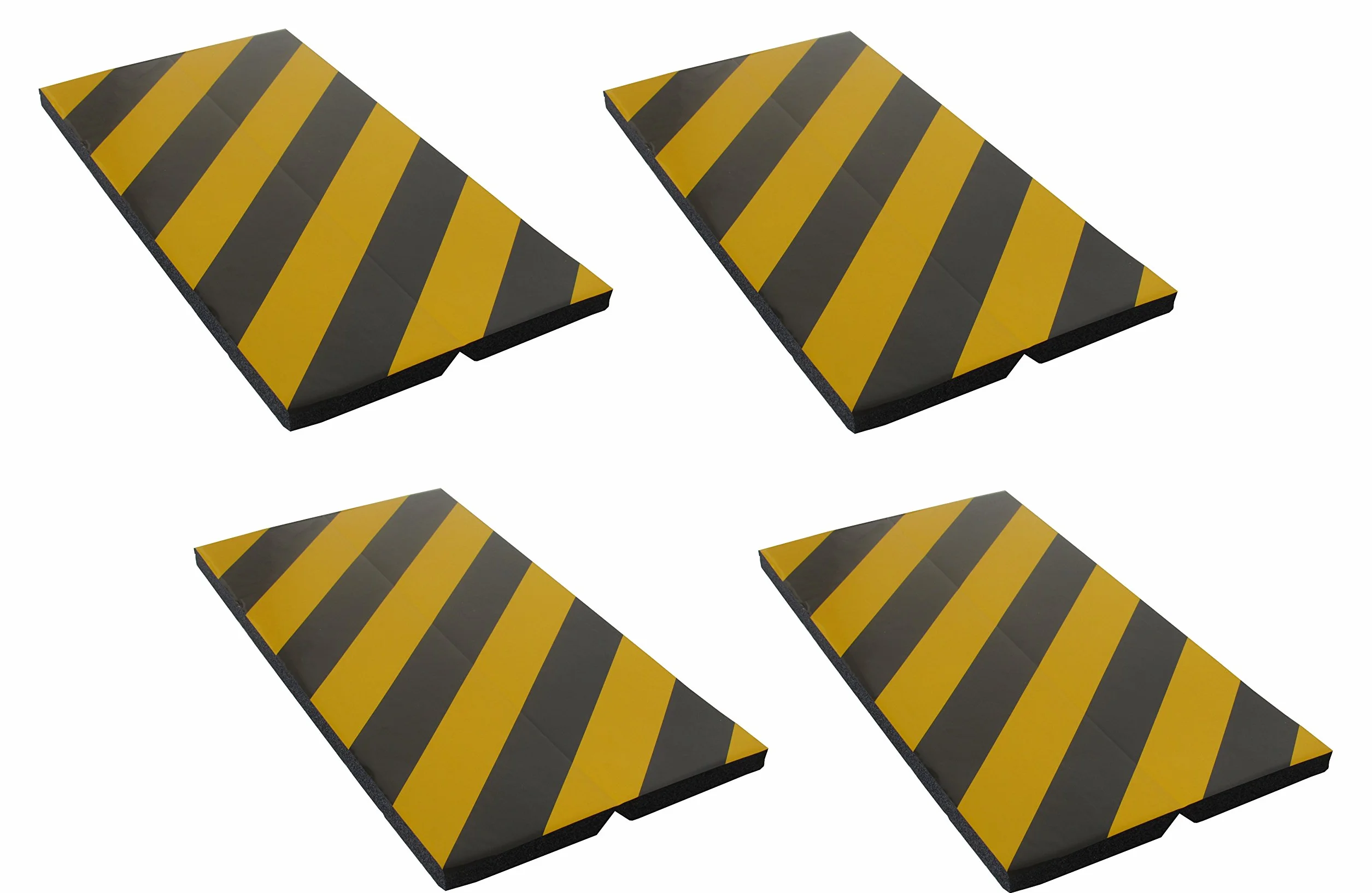 Flessibile Paracolpi Angolare Adesivi, per Protezione di Parcheggi e Magazzini, 44x25x2 cm, 4 pezzi (Nero Giallo)