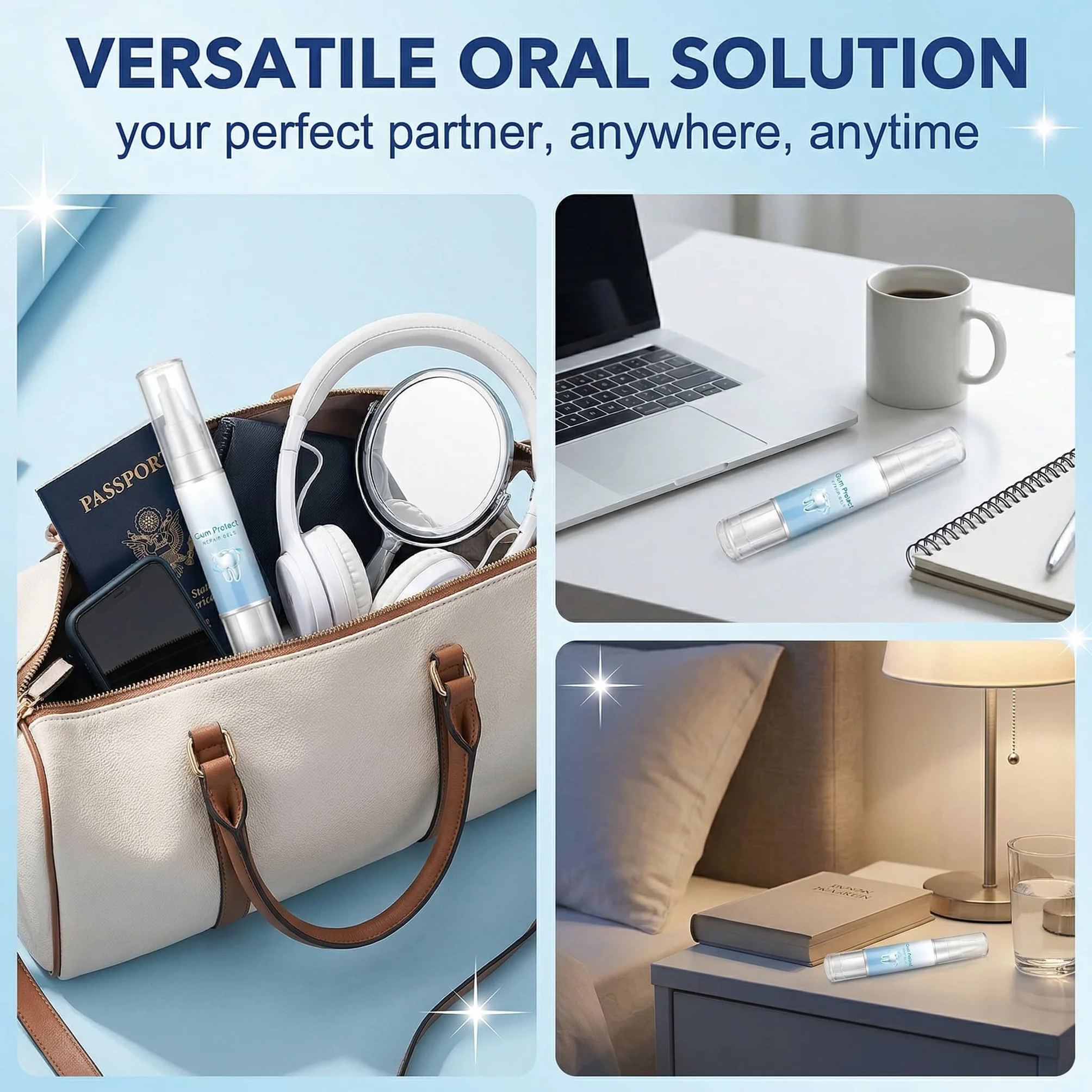 Gel Lenitivo per Gengive Trattamento Parodontale 3 Pezzi con Menta Piperita Sbiancamento Dentale