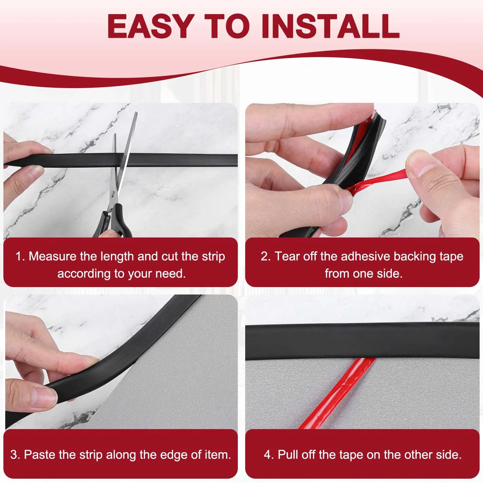 Profilo in gomma per bordi adesivo profilo di protezione dei bordi EPDM guarnizione a U per porte auto lamiera pannelli di metallo (1,6mm×6m)