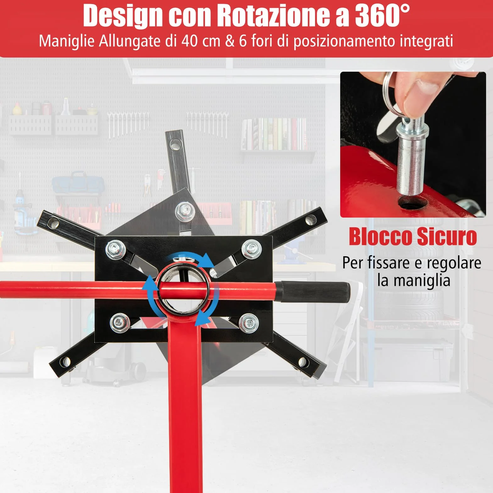 COSTWAY Cavalletto per Motore, Supporto Motore con Testa Rotante a 360°, 4 Bracci Regolabili, Ruote e Maniglia, capacità di carico 340 kg / 680 kg (Modello 680kg)