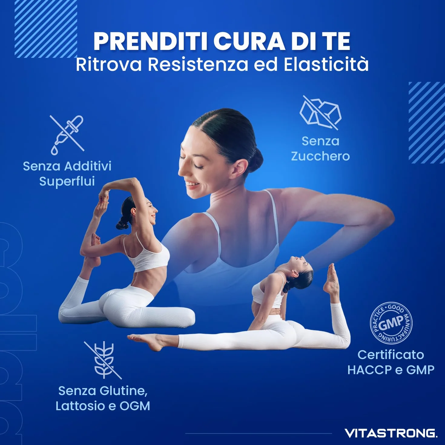 Vitastrong COLLAGENE IDROLIZZATO 2000MG Collinstant Collagene e Acido Ialuronico con Biotina, Coenzima Q10, Zinco, Selenio, Vitamina C, Vitamina D