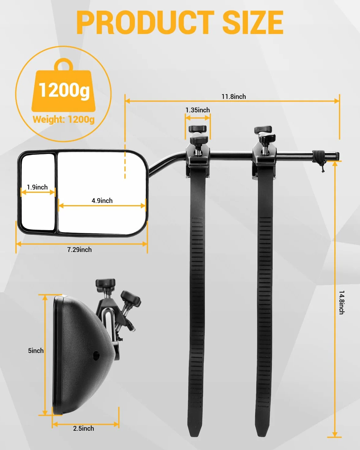 Specchietti Esterni per Camper Caravan Specchi Supplementari Traino Multi Angle Convesso 2 Pezzi