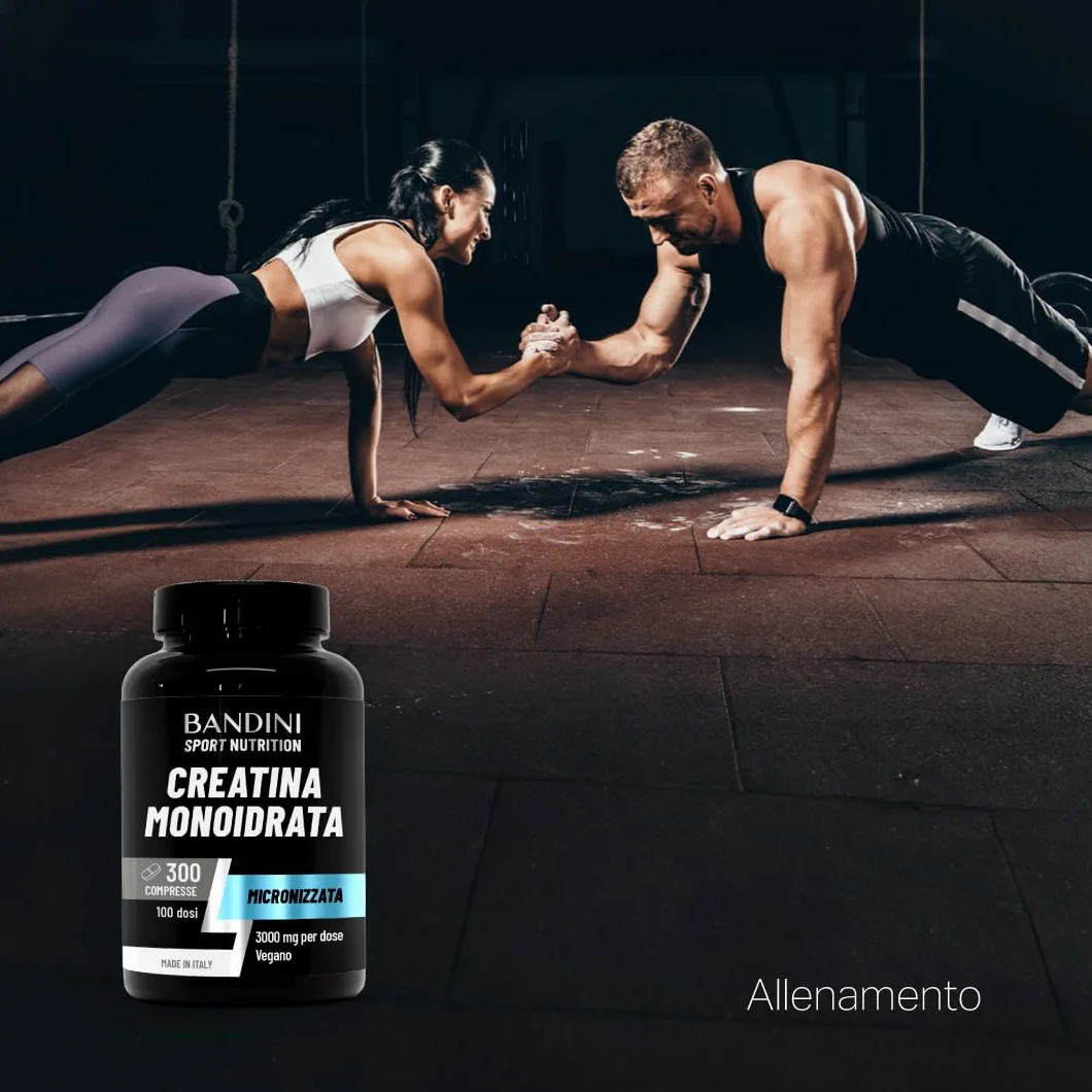 Bandini Creatina Monoidrata 300 Compresse 3000mg Integratore Allenamento Pre Workout Vegan
