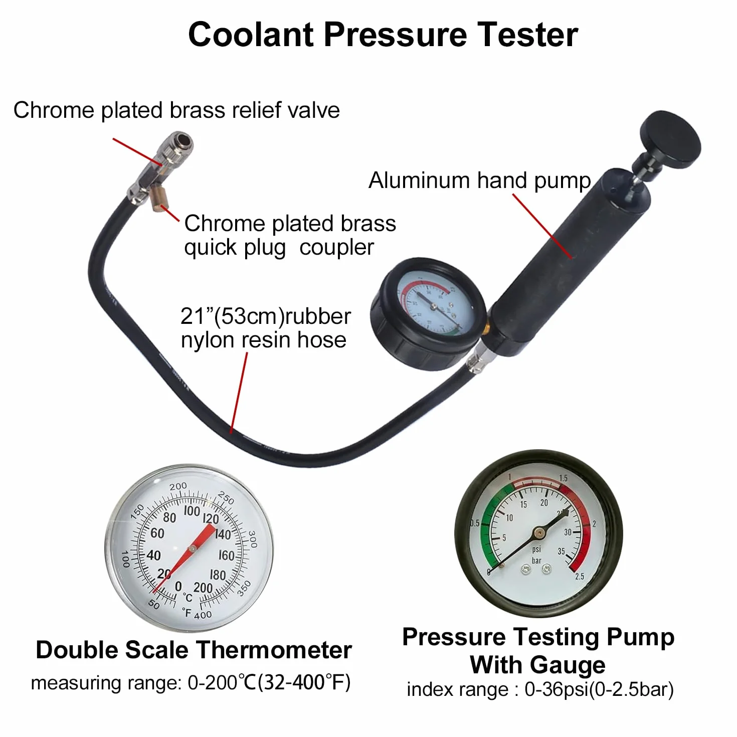 Tester Pressione Radiatore Universale 32 Pezzi con 23 Adattatori Kit Prova Sistema Raffreddamento