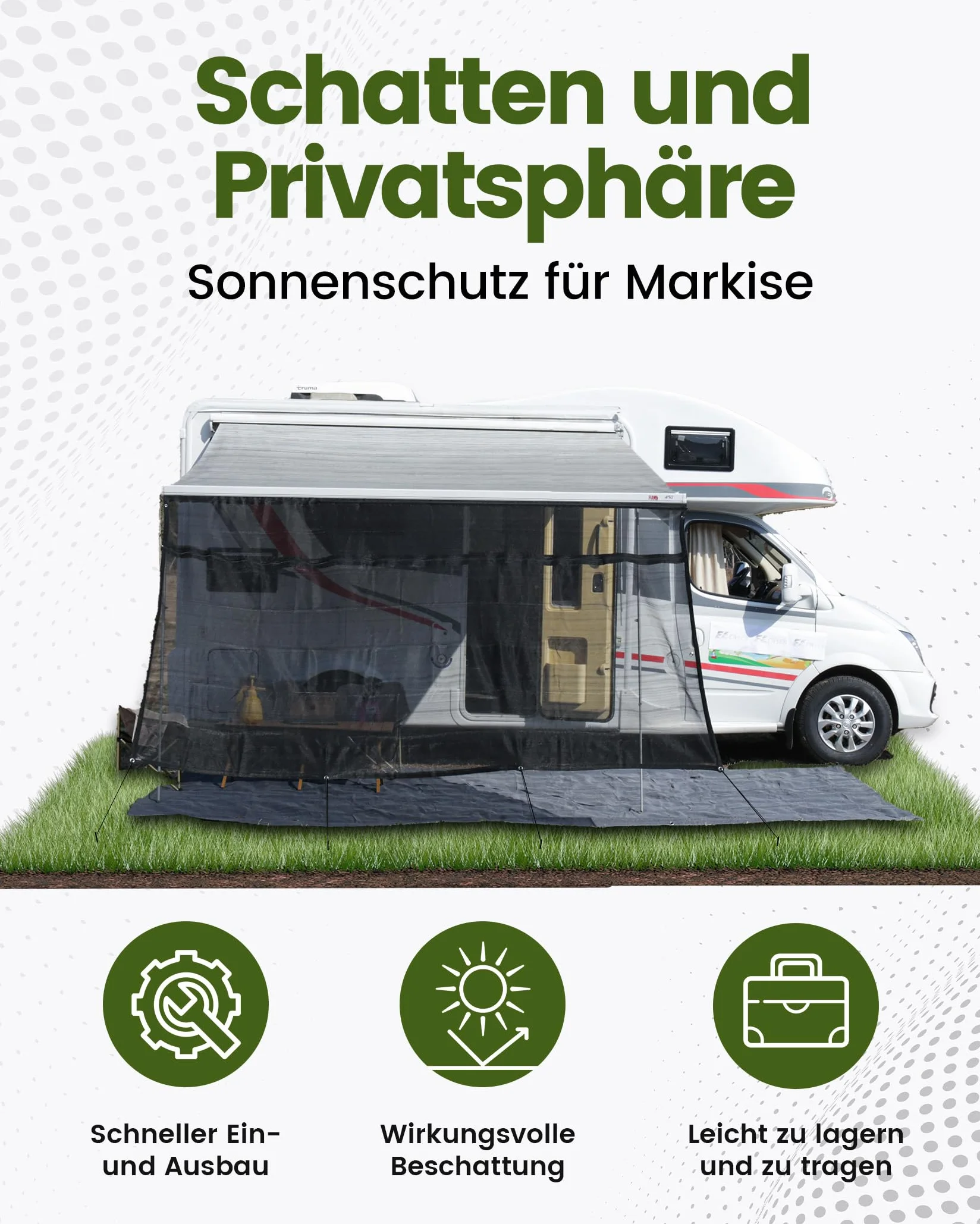 Sun View Blocker trapezoidale 75% tenda parasole pannello frontale protezione solare 2 x 4 m per camper