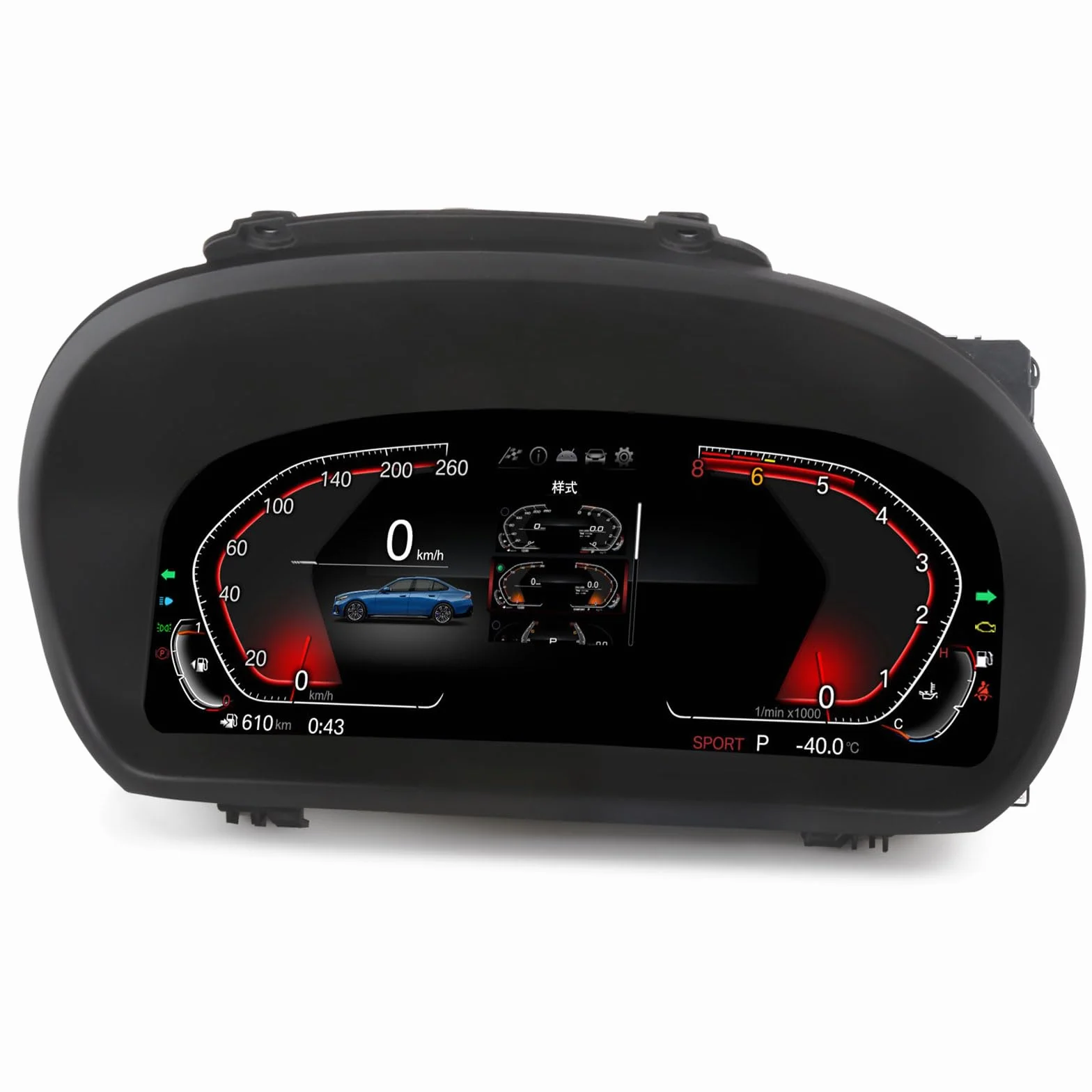 10" Quadro Strumenti Digitale per BMW Serie 1 E81 E82 E87 E88 sistema CCC/CIC, Cruscotto Display LCD, Indicatore Tachimetro Supporta Pressione Pneumatici, Temperatura Olio, 7-UI, Pulsanti al Volante