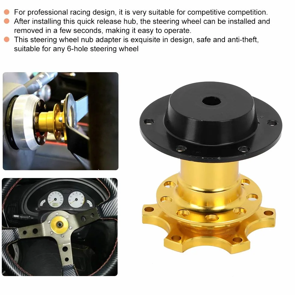 Volante Universale Adattatore Mozzo Sgancio Rapido 6 Fori Kit Scatto Strumento Riparazione Auto Race Rally Motorsport Oro