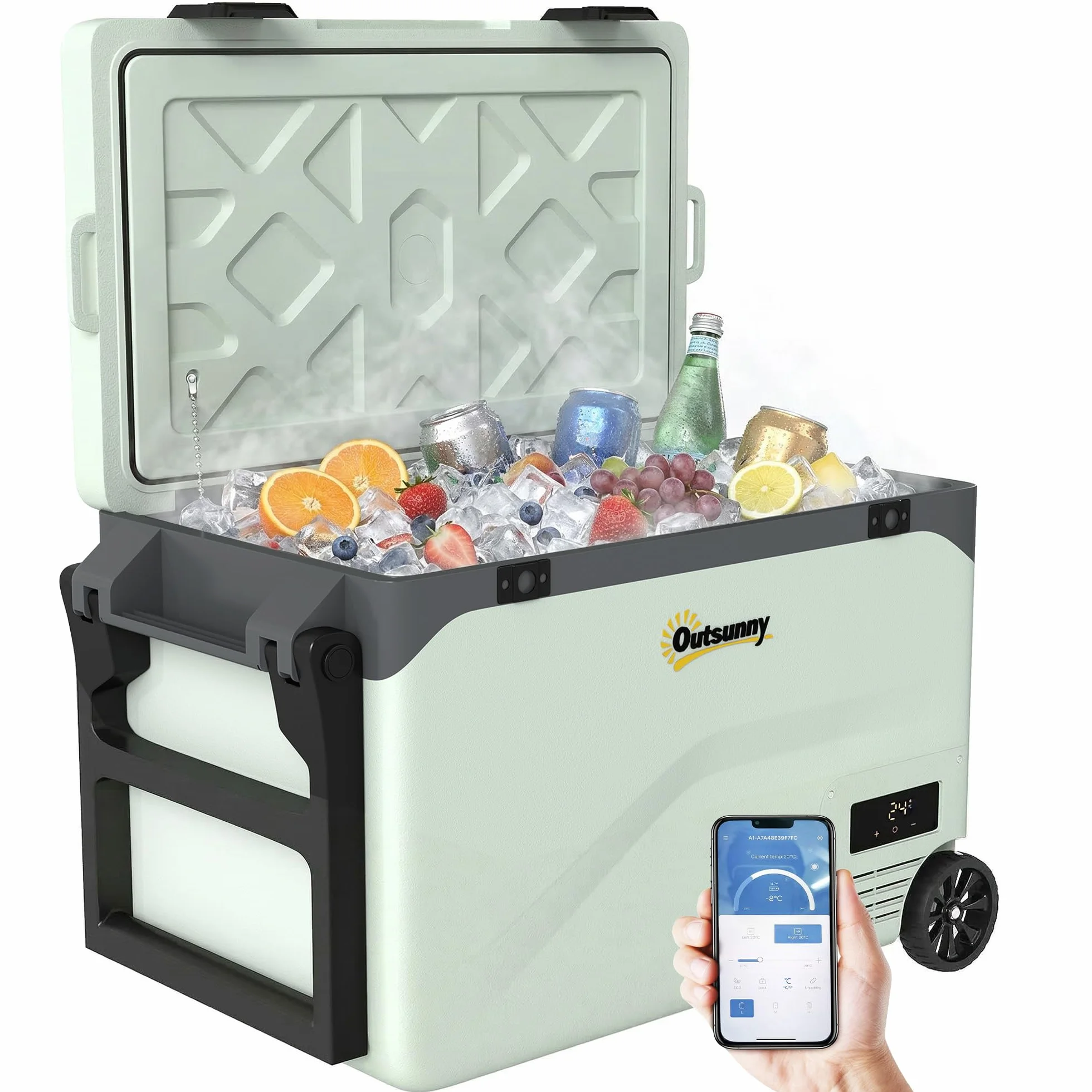 Outsunny Frigorifero Portatile Auto 42.5L Compressore Elettrico Anti-Shock APP Bluetooth 12V/24V/240V -20°C-20°C