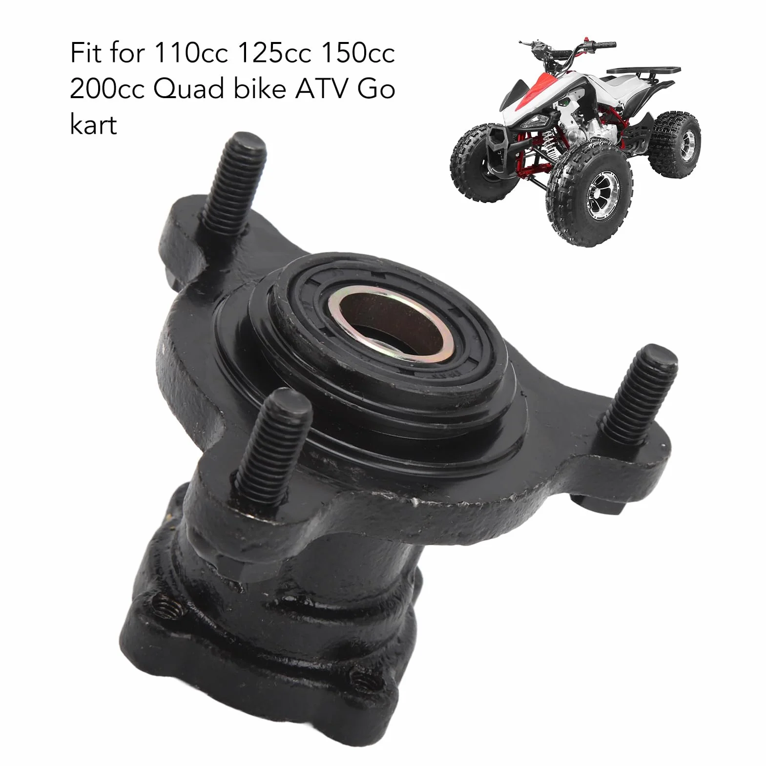 2 Pezzi Mozzi Ruota Go Kart, Mozzo Ruota da 17 mm 20 mm con 3 Bulloni Cuscinetto,Cerchione Freno Anteriore per Bici ATV Quad Go Kart 110cc 125cc