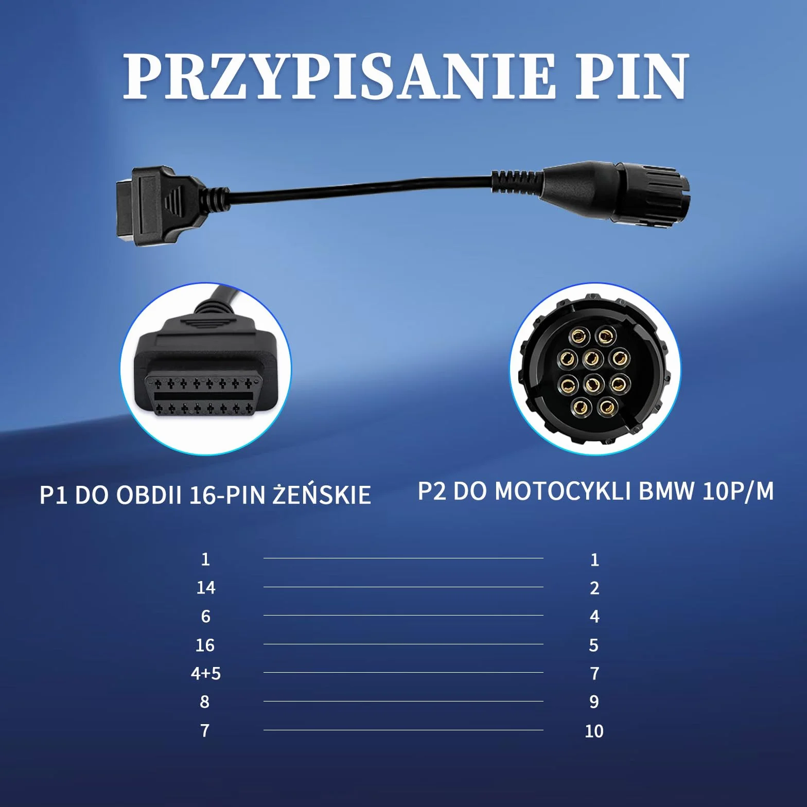 OBD2 Cavo adattatore moto BMW 10 pin a 16 pin per moto 1996-2016 GS-911 OBDLink LX ELM327