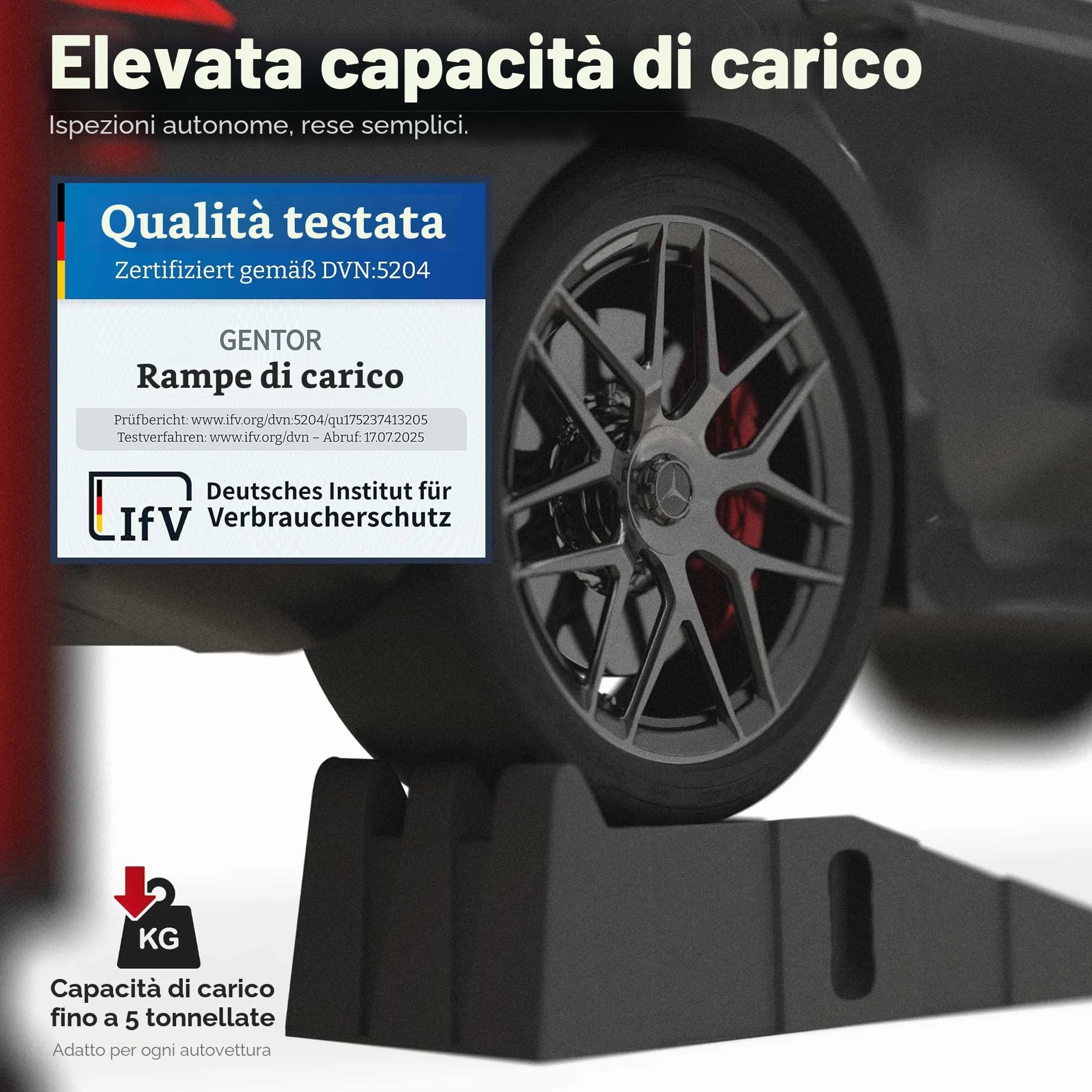 Set di 2 rampe di carico per auto, auto e rimorchi, rampa per auto fino a 5 tonnellate di carico – aiuto di carico per camper, garage e officina – ad alta capacità come alternativa al cric