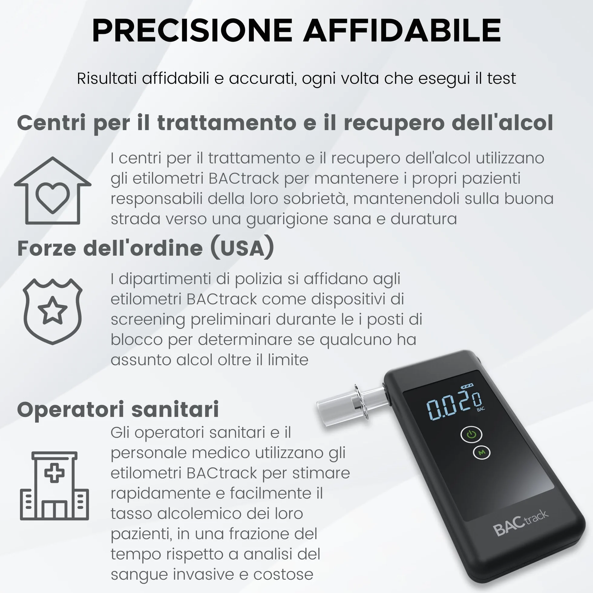 BACtrack Etilometro Trace, Precisione di Livello Professionale, Conformità DOT & NHTSA, Etilometro Portatile per uso Personale e Professionale