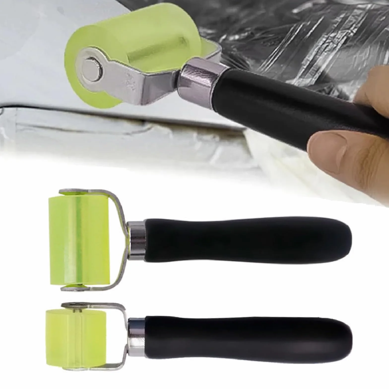 Rullo di Pressione Ruota,Rullo in Silicone Resistente,Auto Sound Deadener Applicazione 2PC Rullo per Cuciture Parati Strumento per La Bordatura E La Saldatura di Teloni in PVC