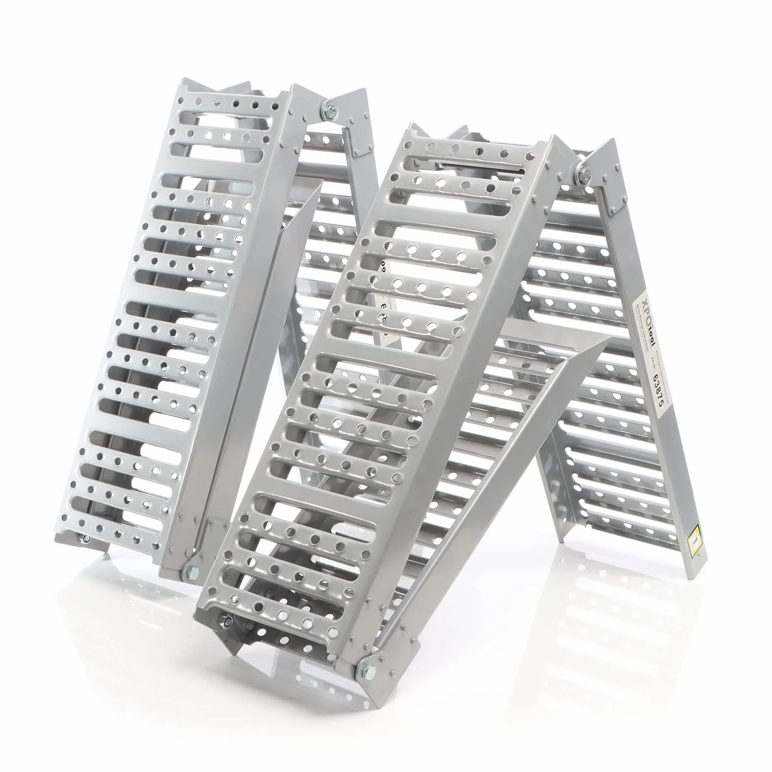 XPOtool Set 2 rampe di carico pieghevoli in 3 parti max. 800kg 195,5x23cm, acciaio antiscivolo per moto