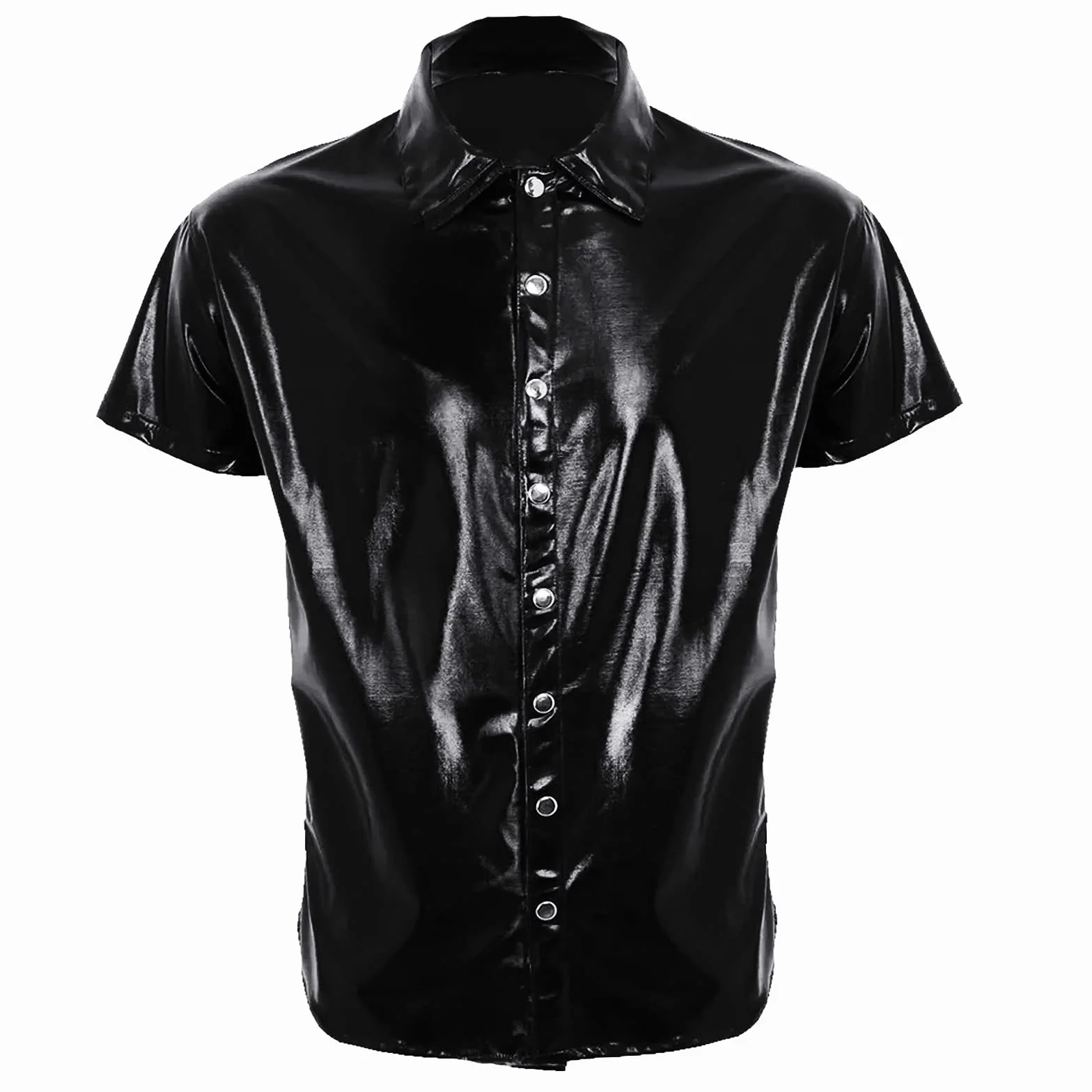 Męska koszula z lateksu slim fit z efektem mokrej skóry