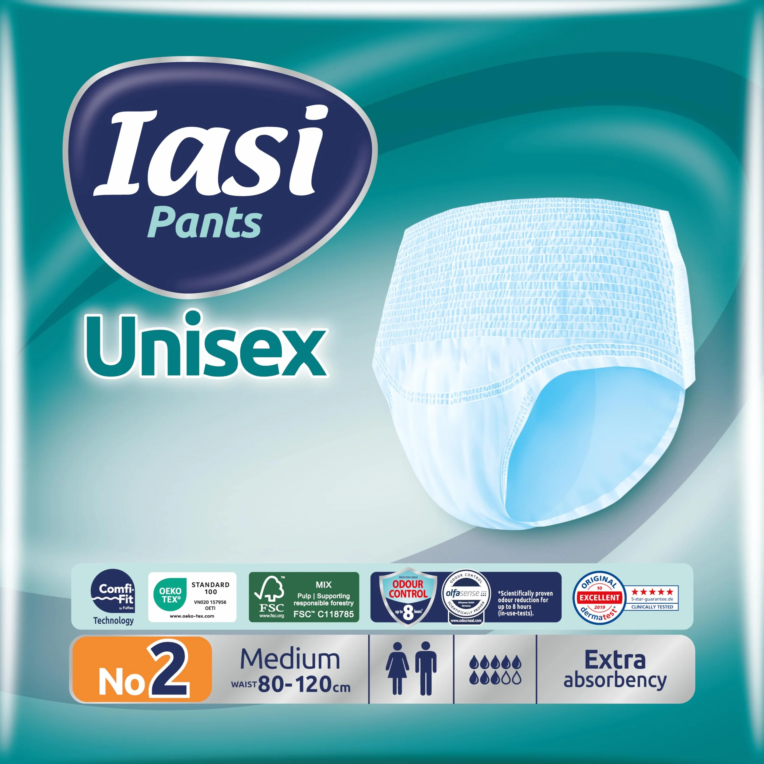 IASI Pants UNISEX Alta Protezione, 14 Mutande Assorbenti monouso, Assorbenza EXTRA, Taglia M