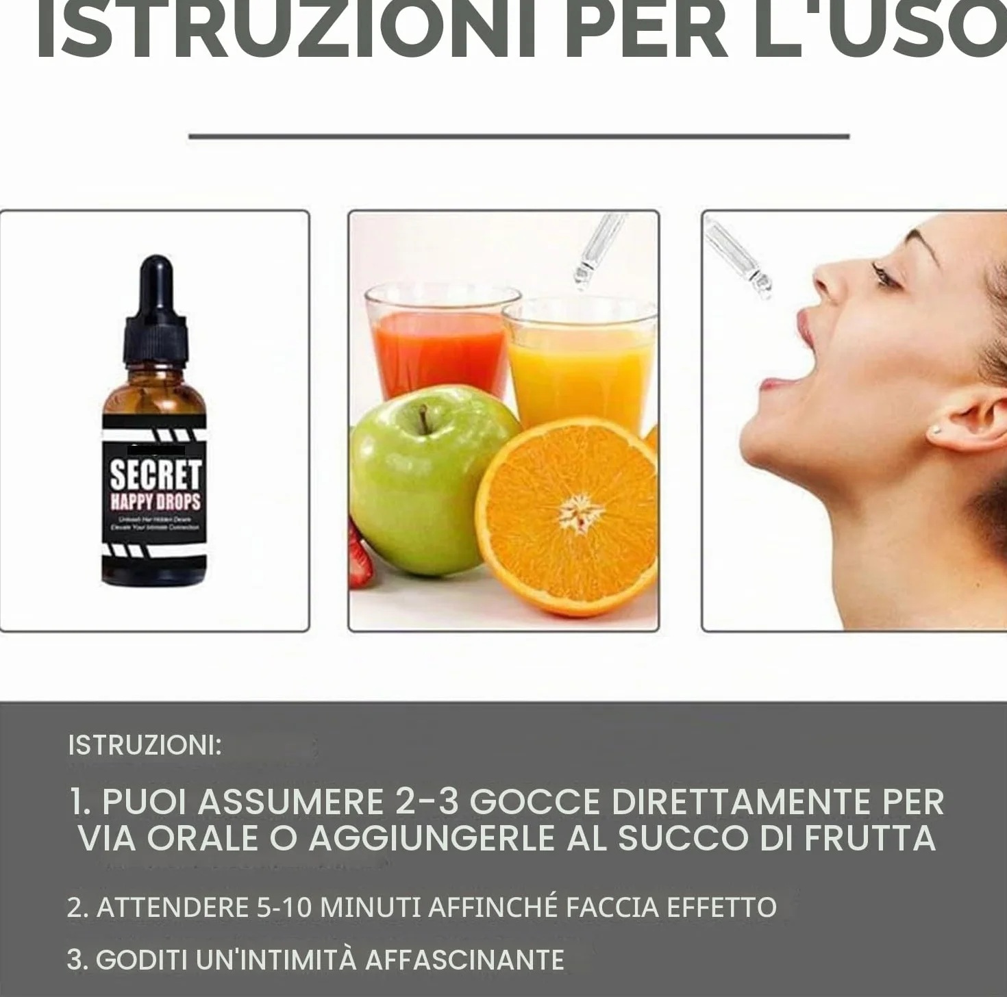 PleasurePeak Secret Happy Drops gocce orali per donne rilassamento circolazione sanguigna energia