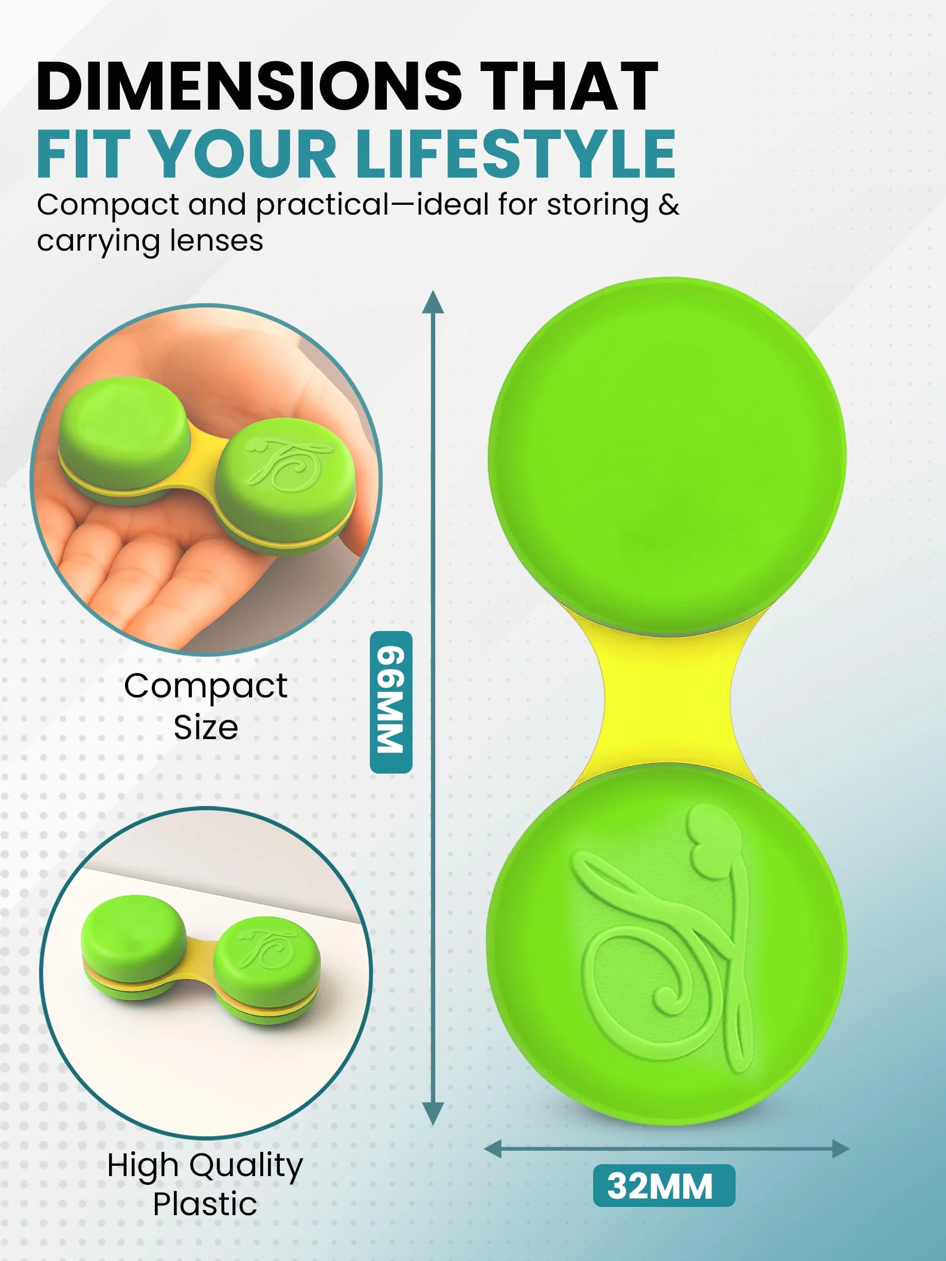 SPORTS WORLD VISION Custodia per lenti a contatto verde Macaroon | Porta lenti compatto a prova di perdite | Scatola soluzione viaggio