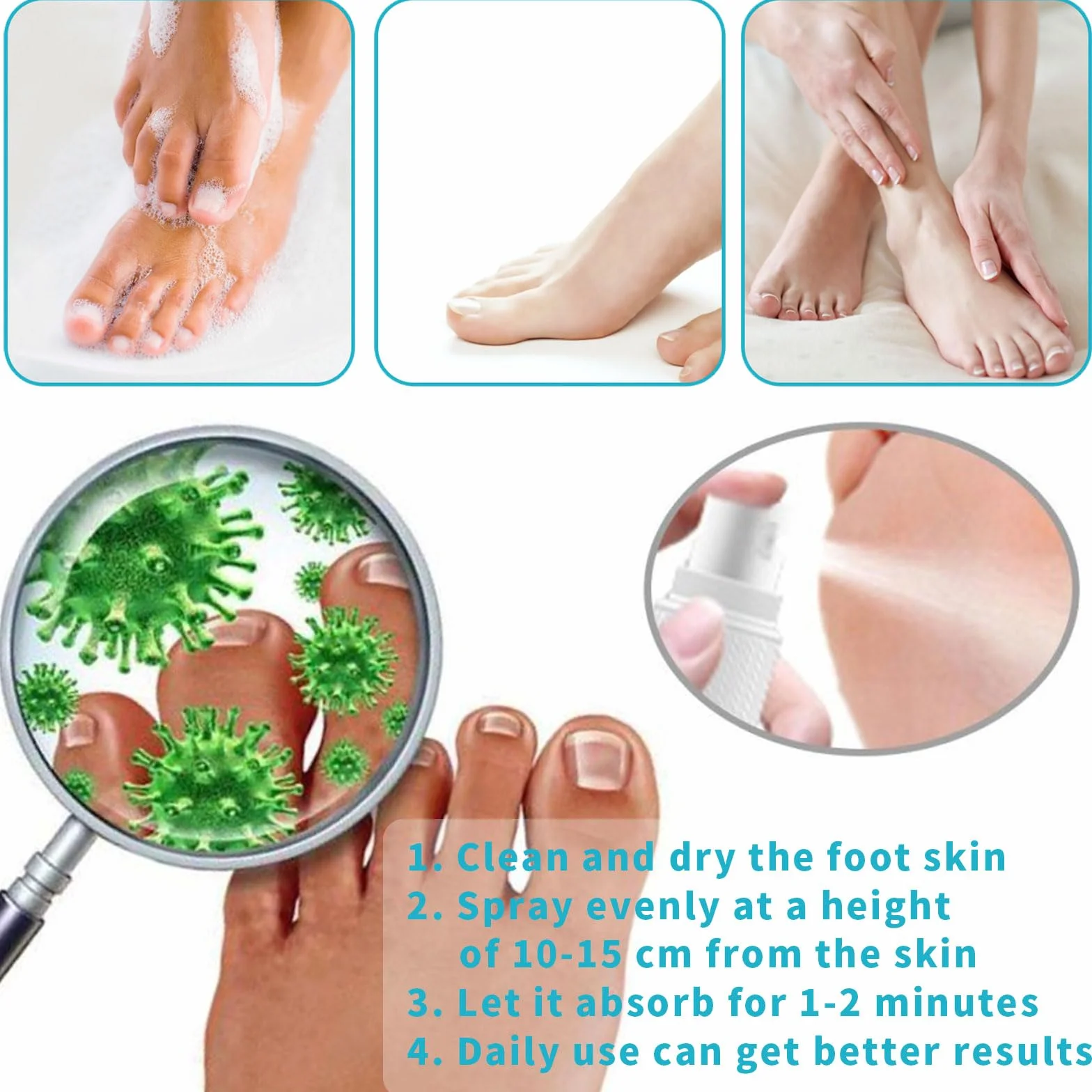 Foot and Nail Spray 2 pz Spray Fungo per Unghie Riparazione Odori