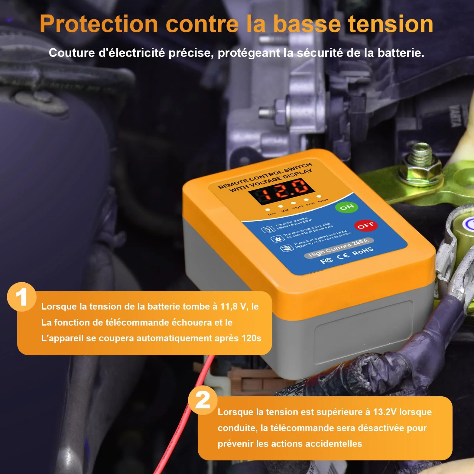 Stacca Batteria per Auto 12V 240A, Interruttore di Isolamento della Batteria Staccabatteria Automatico Antifurto Auto Senza Fili con Telecomando per Auto RV ATV Camion Barca Trattore