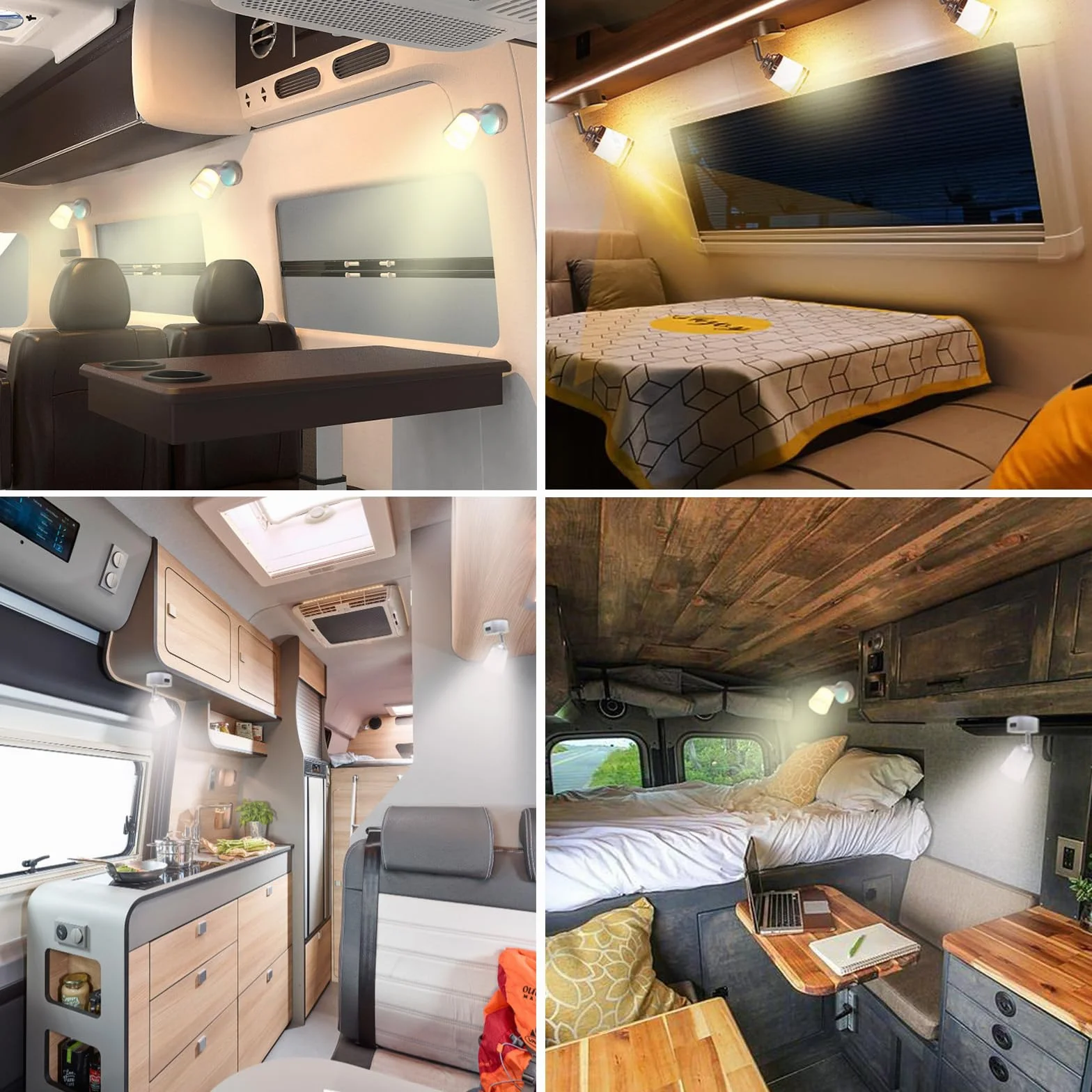 12V LED Reading Lamp Caravan with USB 3W Dimmer Touch Switch White Yellow Warm Light DC12-24V Campervan RV 2 Pack