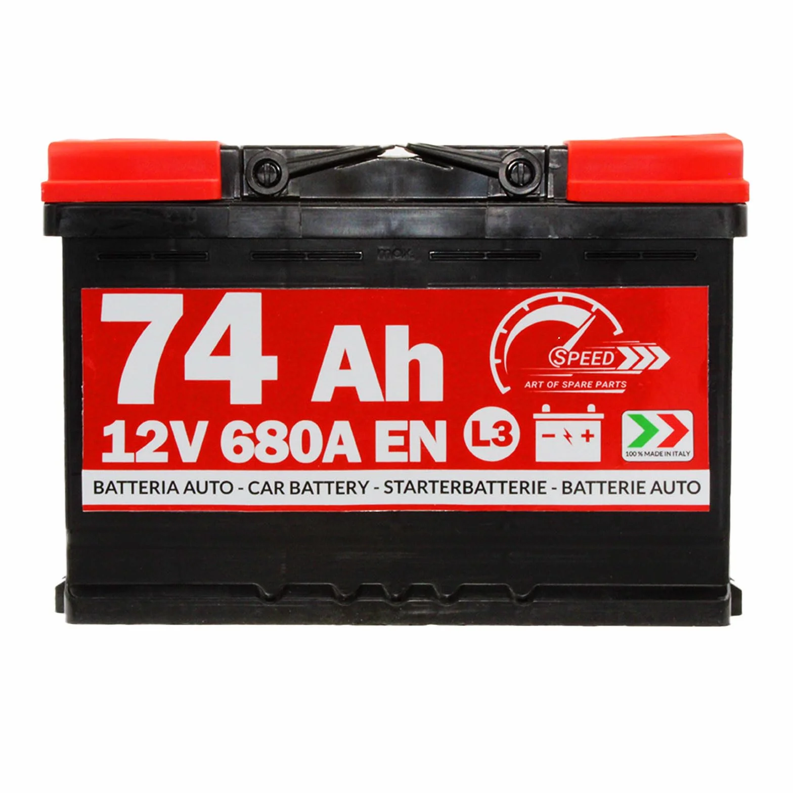 BATTERIA AUTO SPEED BY SMC 12V 74AH 680A CON POLO POSITIVO A DESTRA L374 CODICE