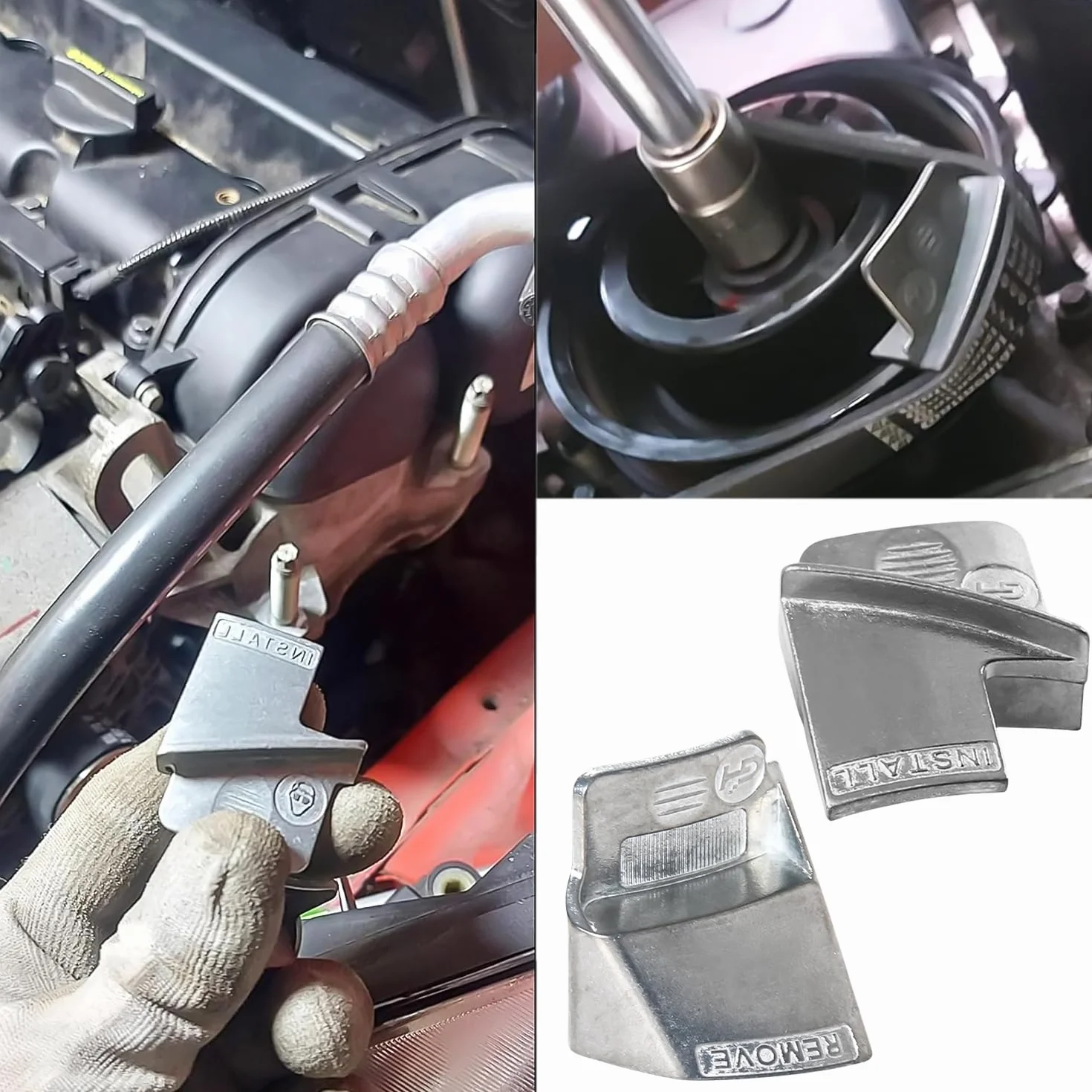 2 Pezzi Cinghia Elastica: Strumento di Rimozione/Installazione della Cinghia Elastica Attrezzo Montaggio Cinghia Elastica Metallo Attrezzi per Veicoli Smontaggio Rimozione Installazione
