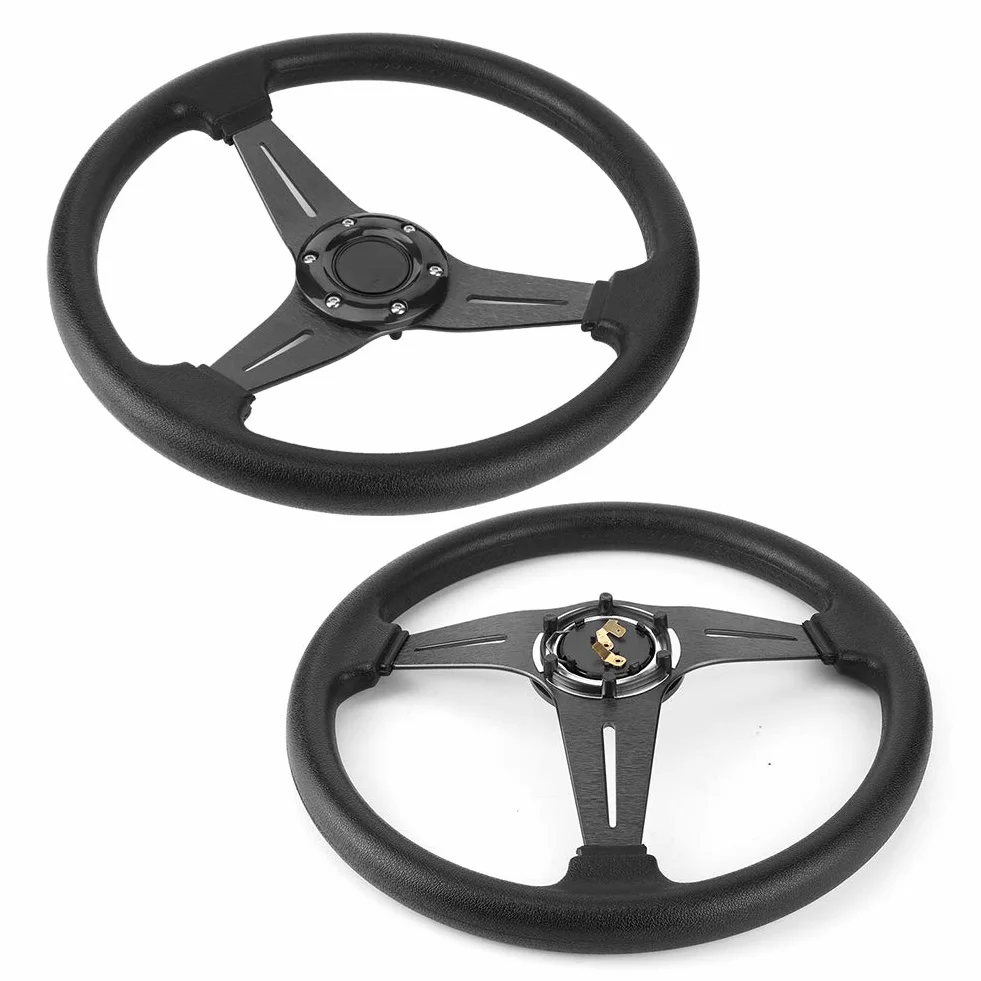 Volante Sportivo Universale 350 Mm 14 Pollici Fondo Piatto Nero