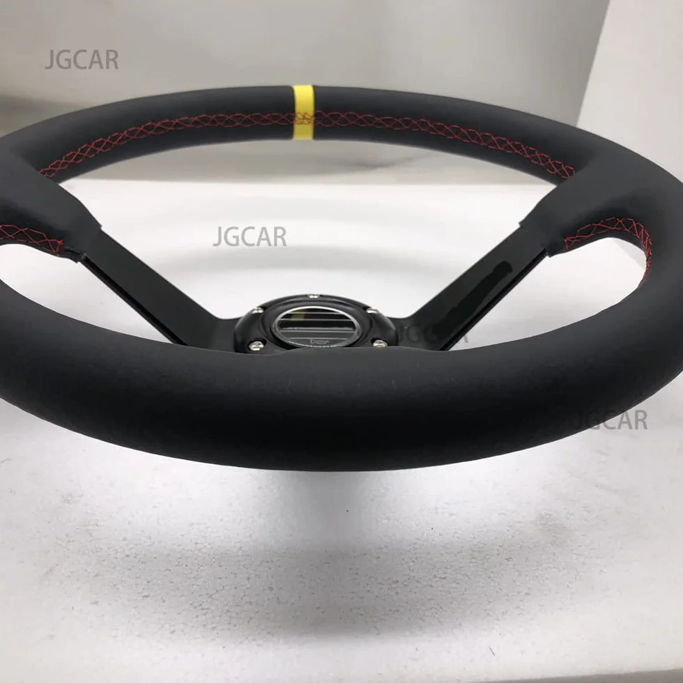 Volanti Sportivi 14 pollici 350mm Deep Dish Real in pelle Rally Tuning Racing Stewering Drifting volante con