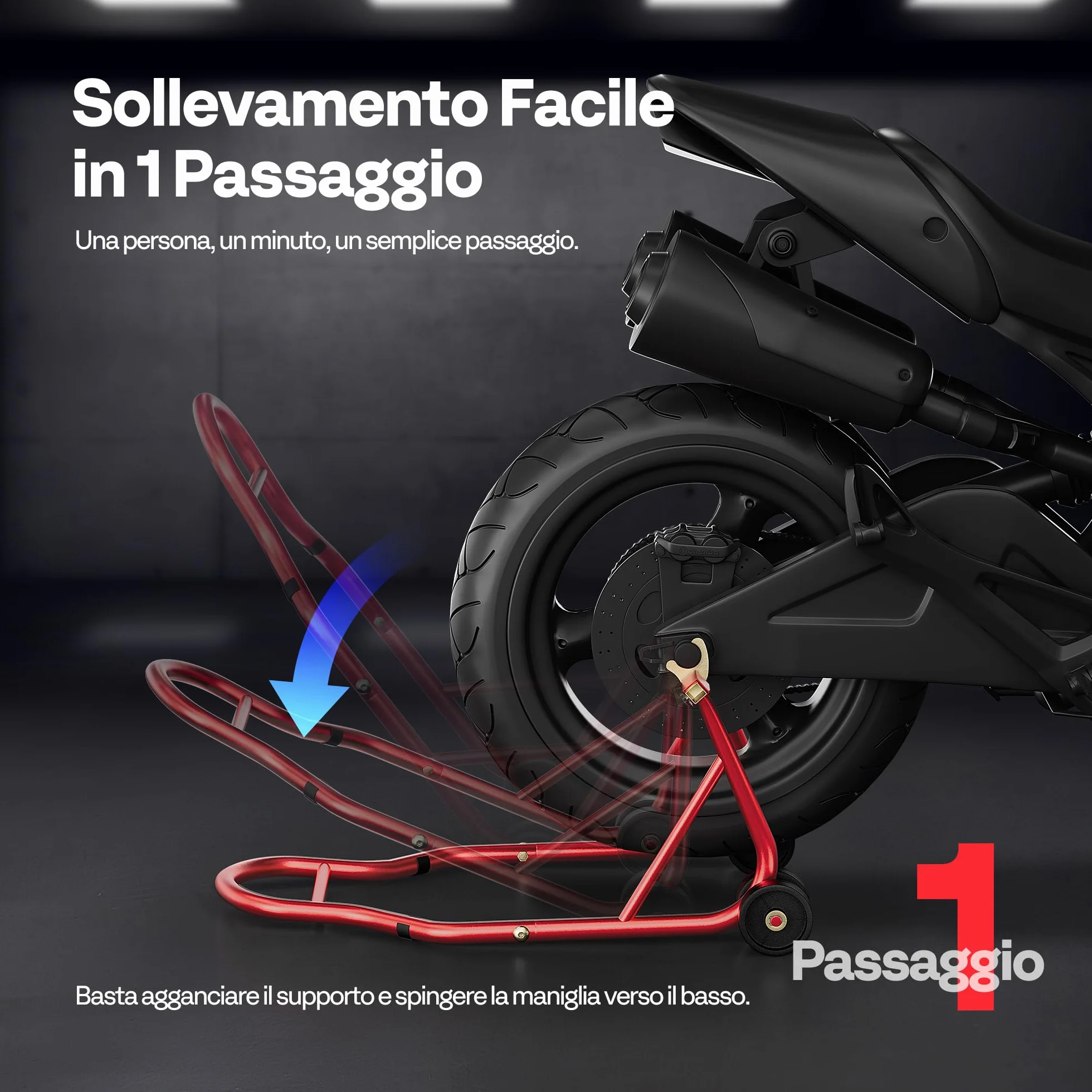 SPECSTAR Cavalletto Moto 200KG Sollevatore Ruota Posteriore Regolabile U+L