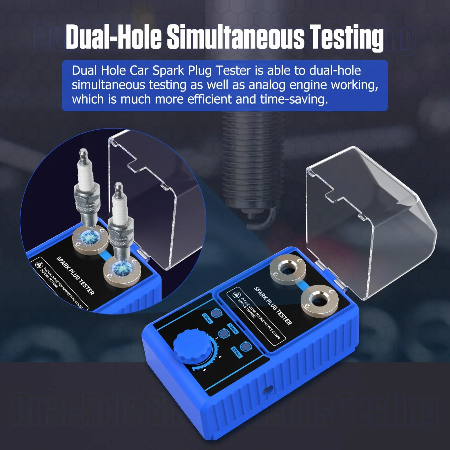 BELEY Tester per candele da auto, 220 V, regolabile, a due fori, con custodia protettiva H80