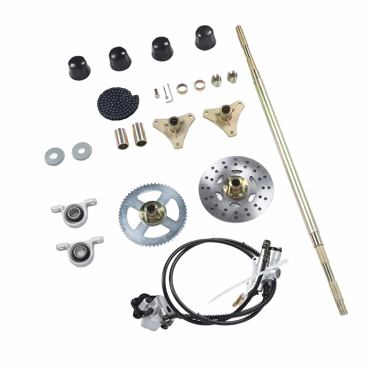 Sxhlseller Kit Assemblaggio Assale Posteriore 74cm Go Kart, Kit Assale in Metallo con Componenti e Catena del Freno per Quads ATV