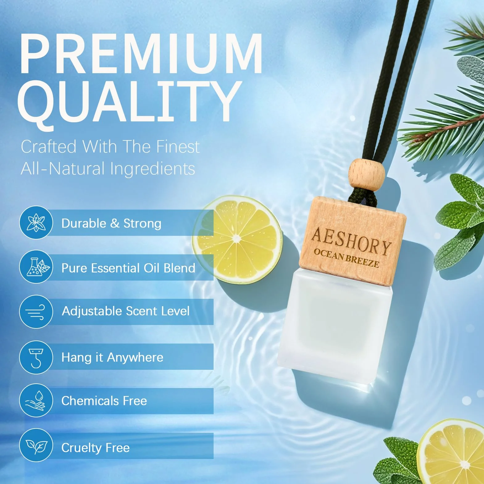 AESHORY Profumatore Auto da Spiaggia 3 x 8ML, Profumo Deodorante Auto, Oli Essenziali Estate, Accessori Auto Interno Aromaterapico