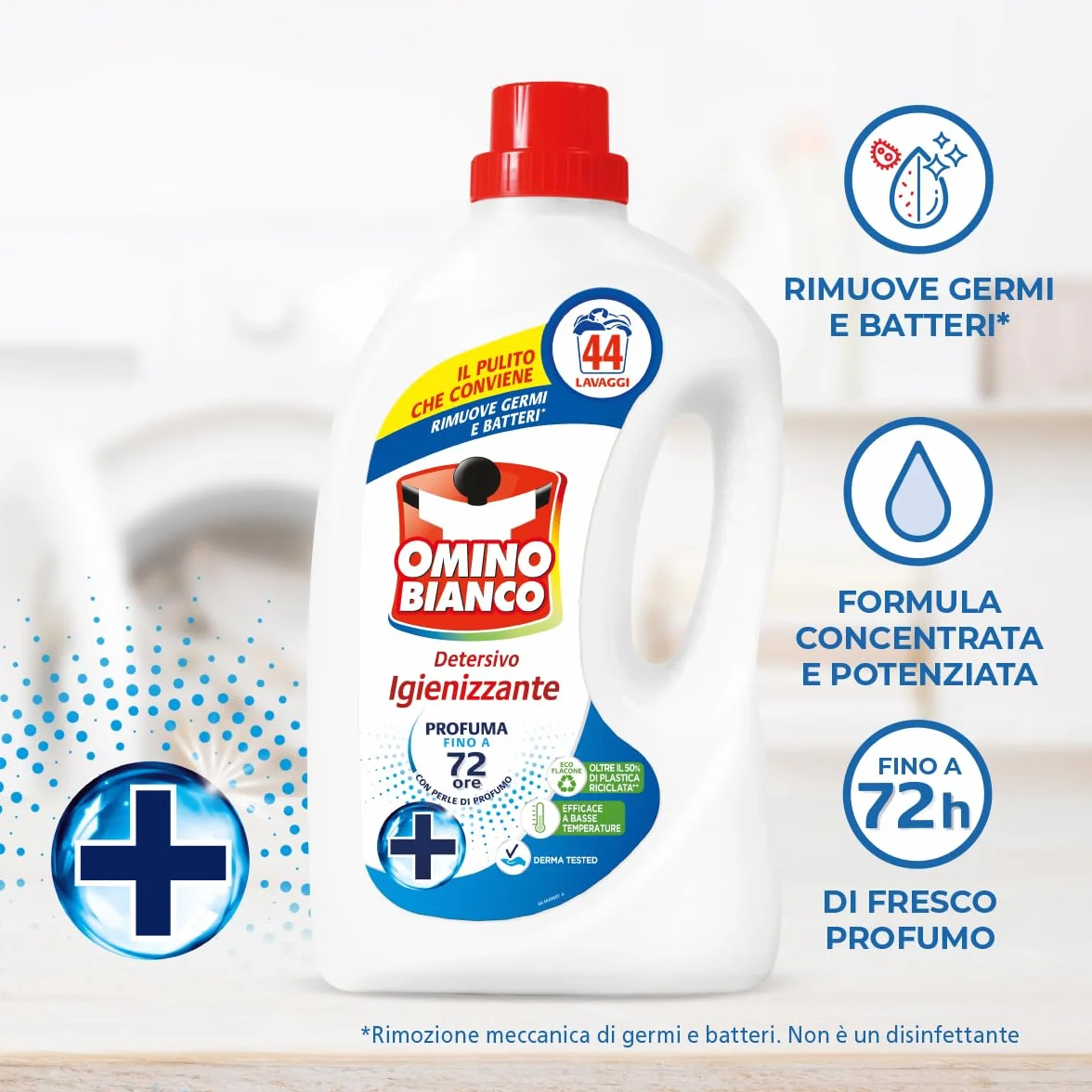Omino Bianco Detersivo Lavatrice Igienizzante Liquido 132 Lavaggi 1760 ml x 3 Confezioni