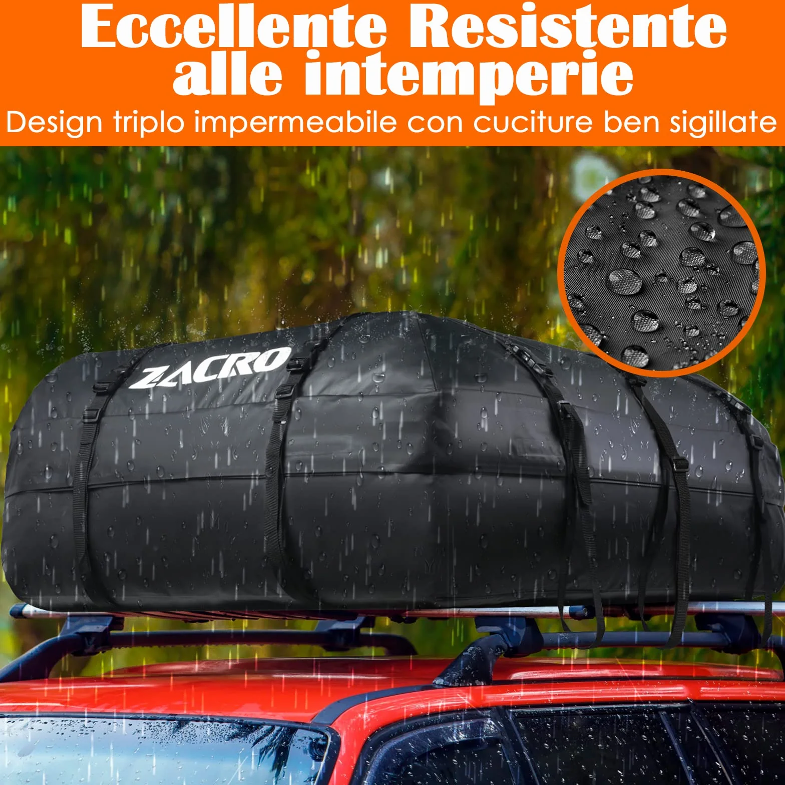 Zacro 425L Borsa Portatutto per Tetto Auto Cargo Bag Impermeabile Box da Viaggio, Nero