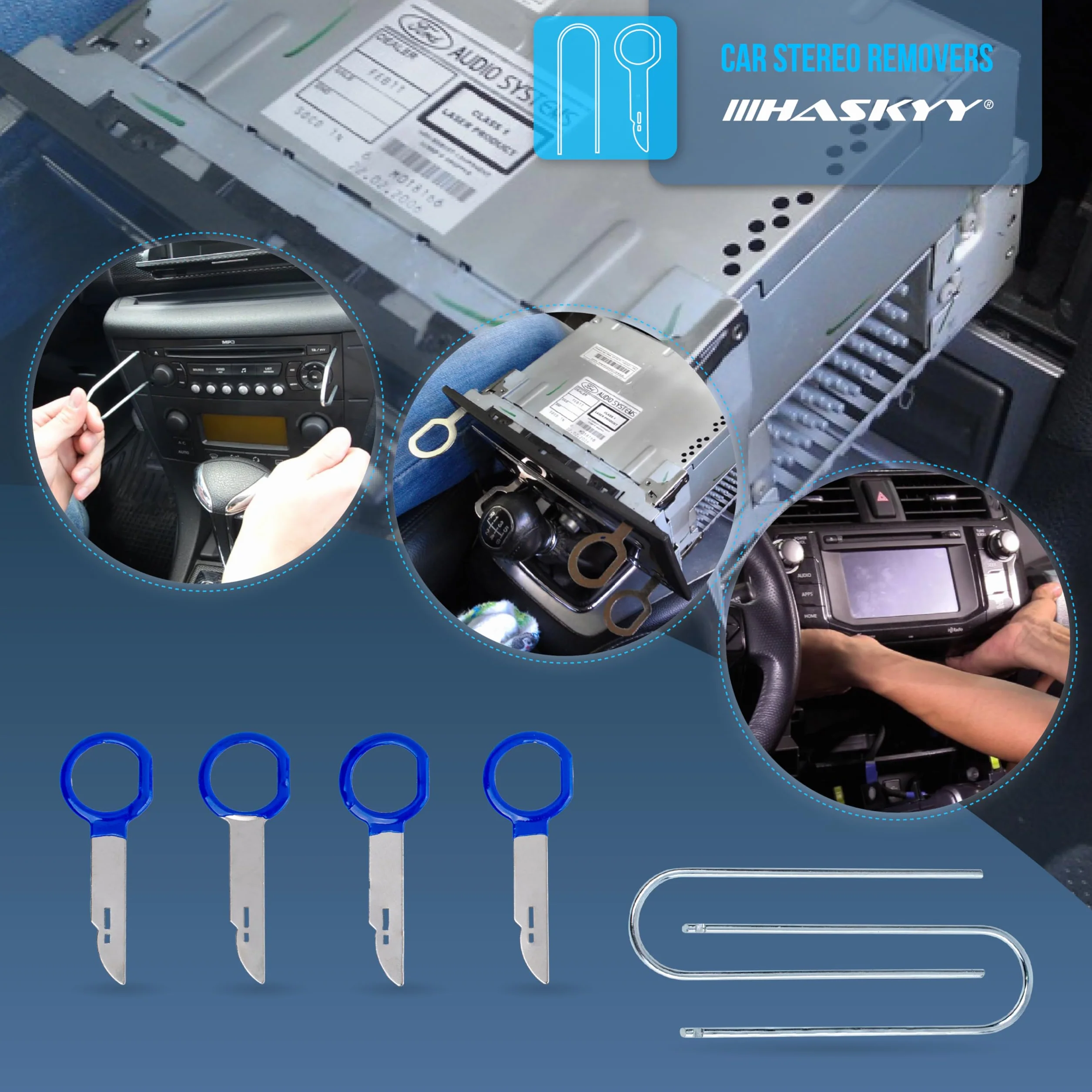 HASKYY Attrezzi Smontaggio Auto Set 24 pz, Leve per Rivestimenti, Estrattore Clip, Utensili Plastica