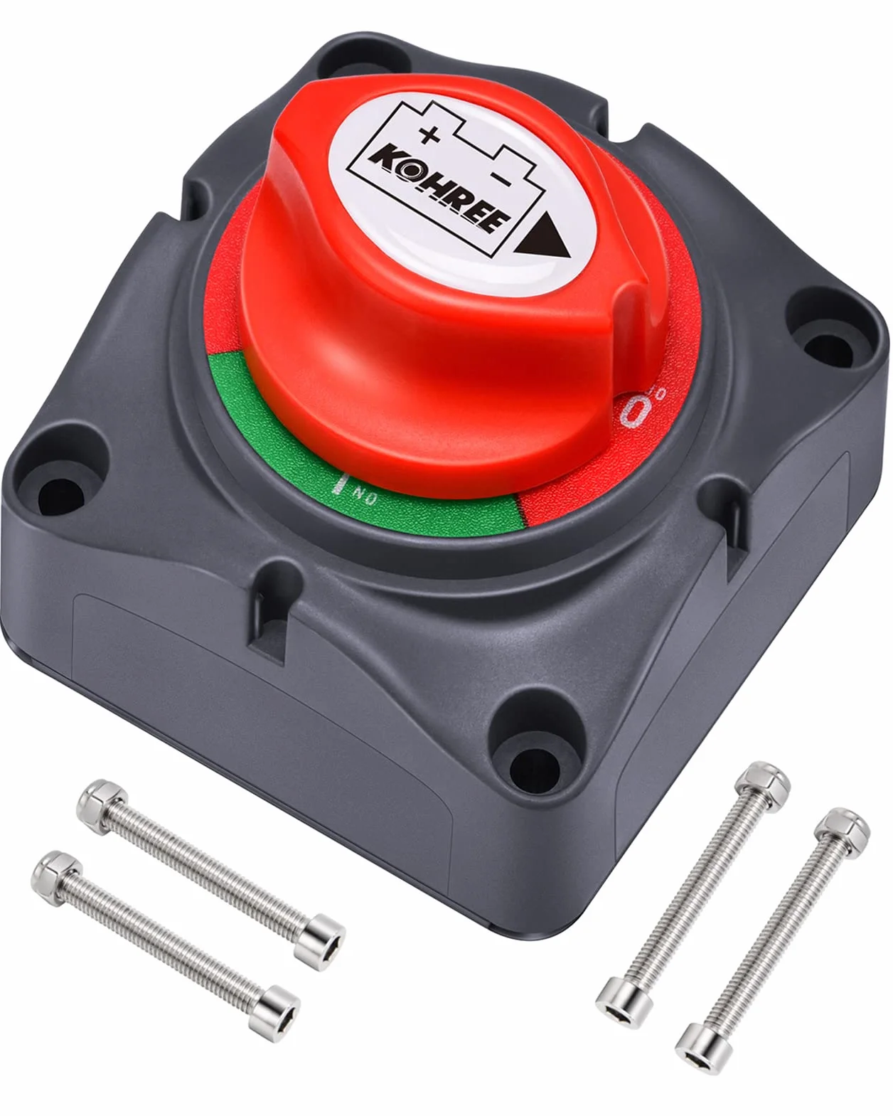 Kohree Interruttore Stacca Batteria 12V-48V 275A Interruttore di disconnessione Impermeabile per Auto Camper ATV UTV Marina Barca con 4 Bulloni di Montaggio (1-ON-OFF)