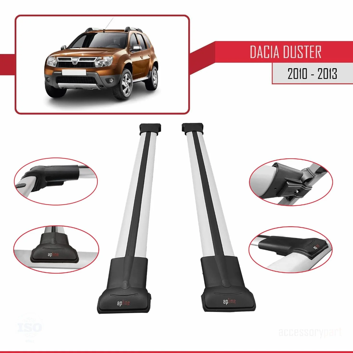 Per Dacia Duster 2010-2014 Barre Portatutto Portapacchi Barre Tetto FLY Modella GRIGIO