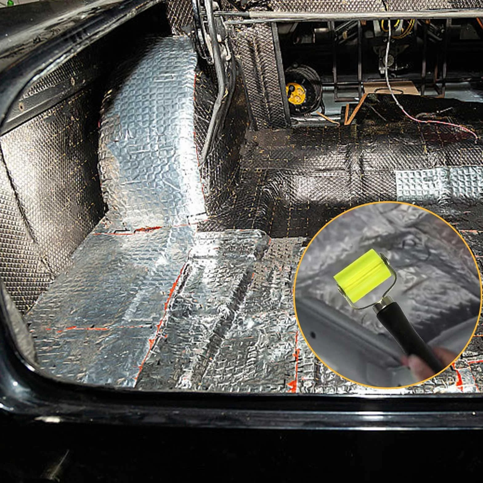 Rullo Fonoassorbente per Auto 2 Pezzi 30 mm + 50 mm, Rullo Silicone Testa in Silicone, Strumento Professionale Ruota Lnsonorizzata con 6 Raschietti, per Sigillatura Bordi, Saldatura