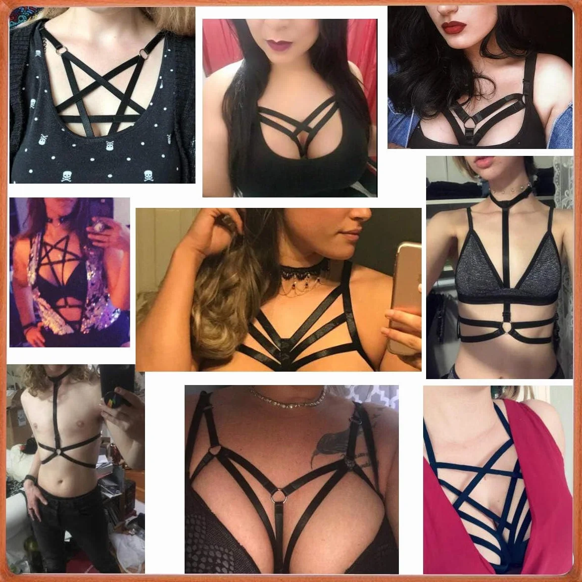 Sexy Open Harness 2 PCS Hollow Fashion Belt Punk Gothic Top Bikini Reggiseno Bra