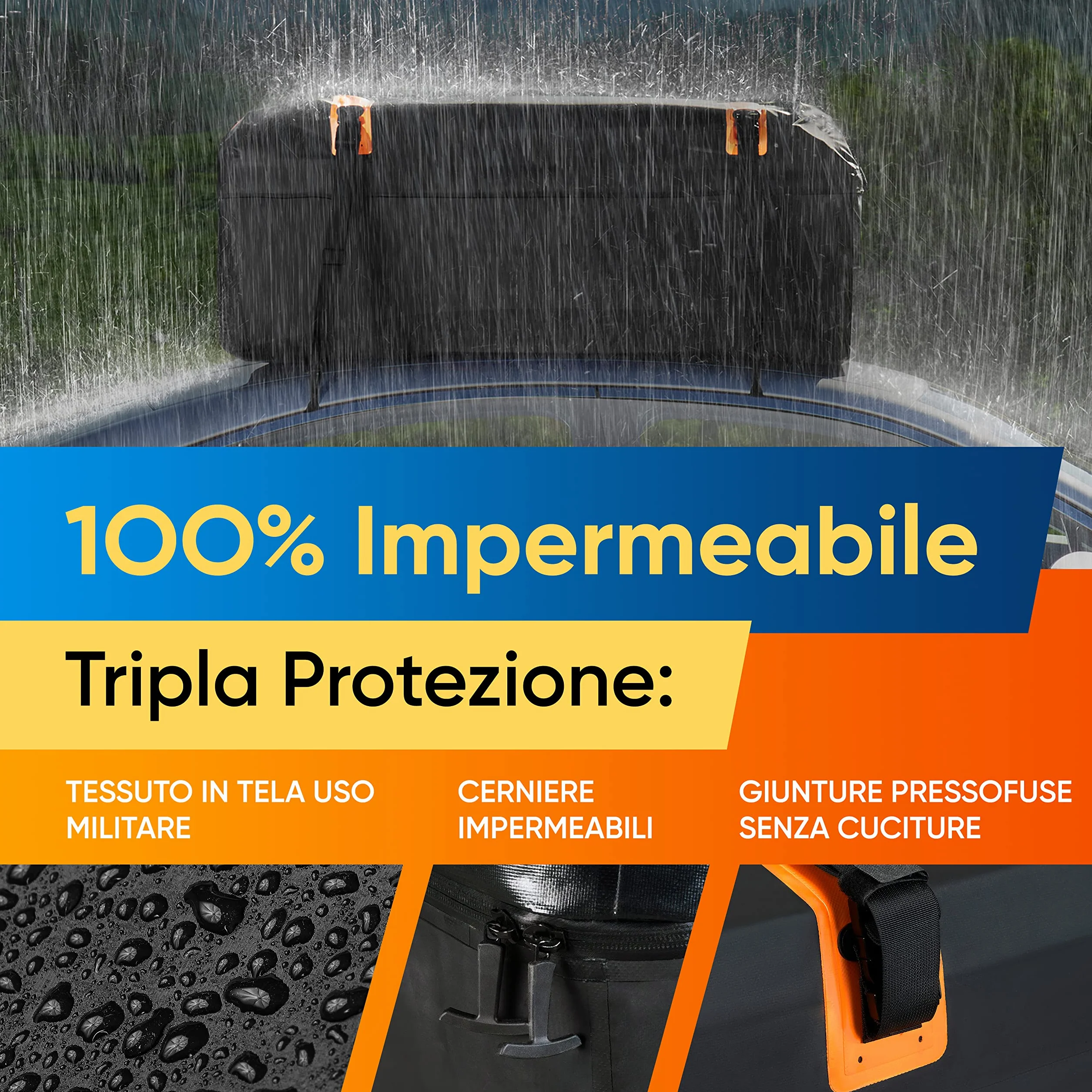 Rhino Bagmate Borsa Da Tetto, Universale Per Auto Con Tetto, Box Morbido 100% Impermeabile Con Protezione Uv, Molto Resistente E Sicuro Per Auto Con O Senza Portapacchi (540 L (19 Cu. Ft))