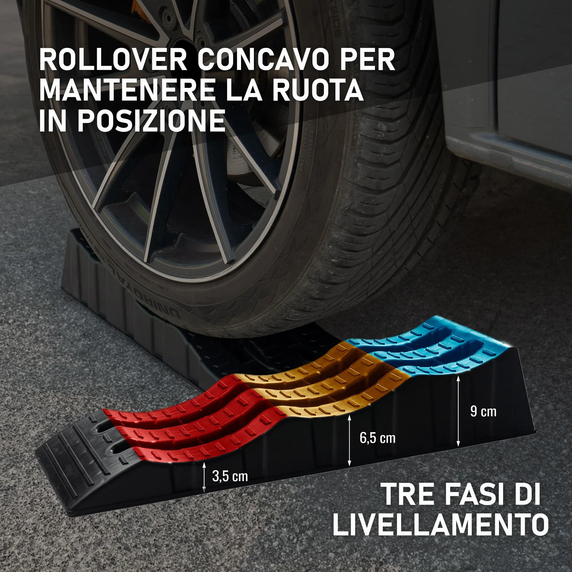 CHROMEMASTER | Rampe per Case Mobili, Camper, Roulotte; Cunei Livellatori Camper; 2 Pezzi in Dotazione | Rampe Livellatrici per Auto; Portata Fino a 4 Tonnellate; Robusto Materiale Plastico
