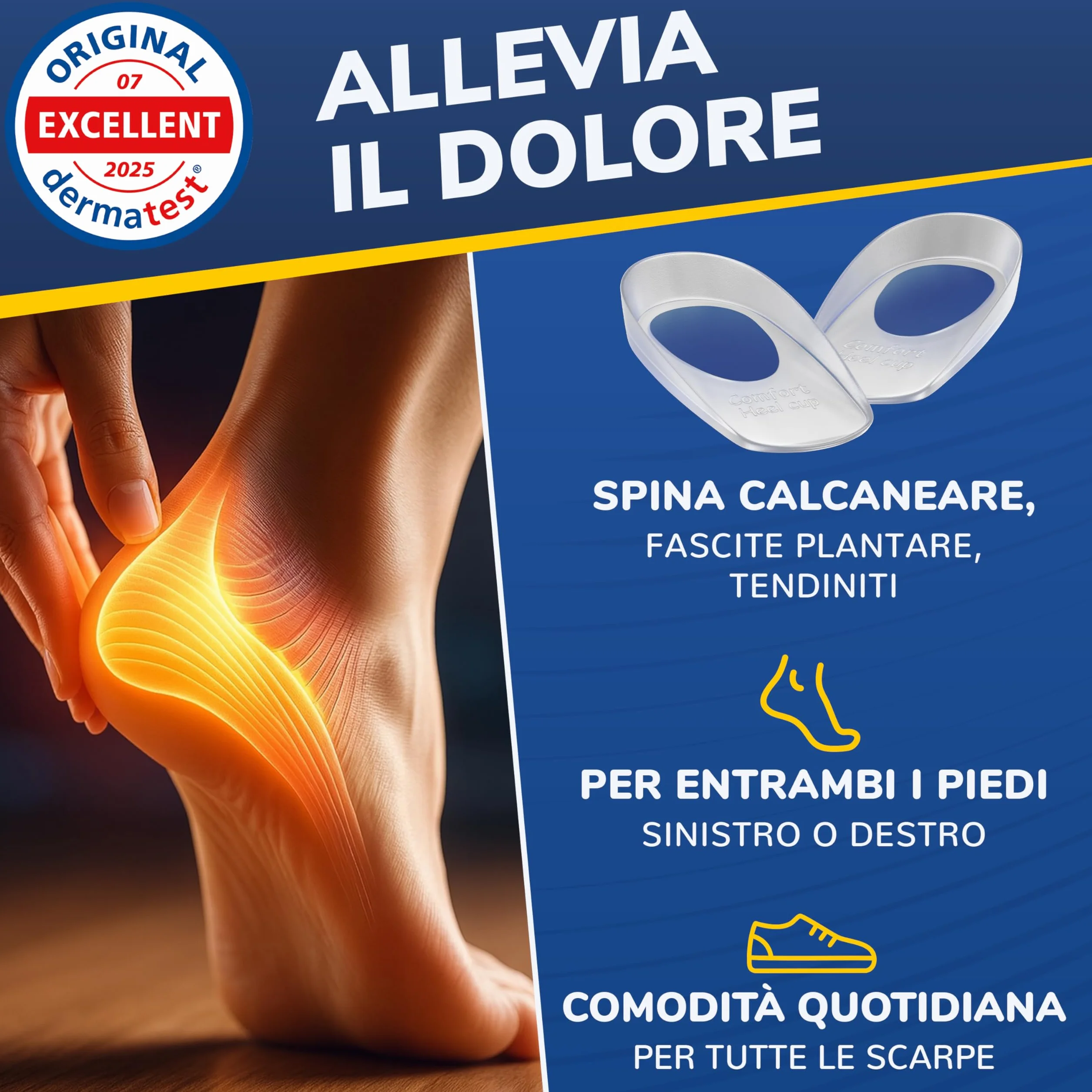 Talloniera in Silicone 4pz - Plantari per Tallonite, Tendinite D’Achille, Solette Gel