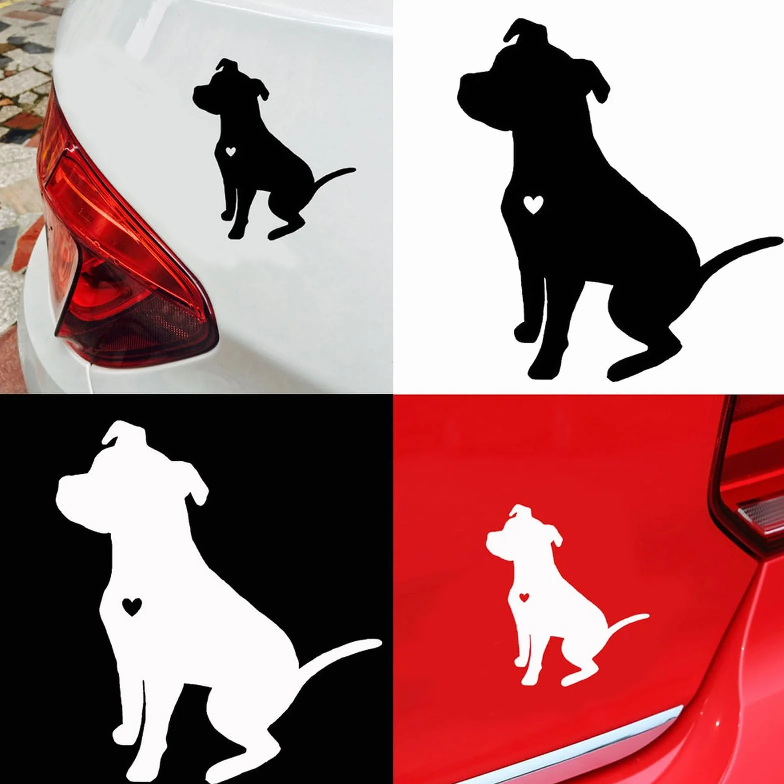 Adesivo riflettente per auto con cane pitbull in PET