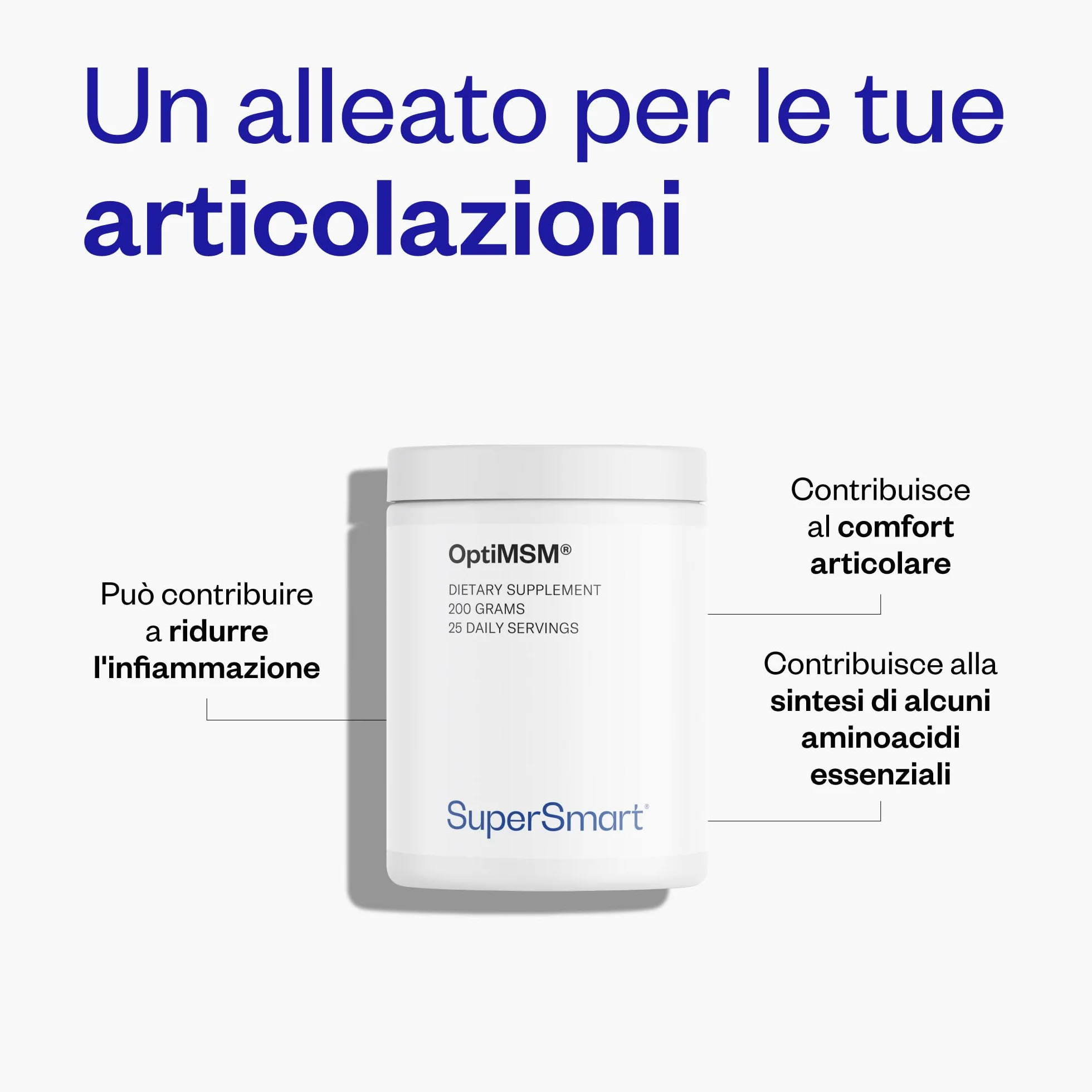 SuperSmart OptiMSM 200 G Metil-sulfonil-metano Zolfo organico Comfort articolare